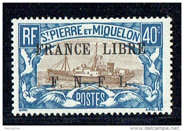 1941  Châlutier 40 Cent Surchargé &laquo;FRANCE LIBRE / F.N.F.L.&raquo; Yv 237 *  MH - Neufs