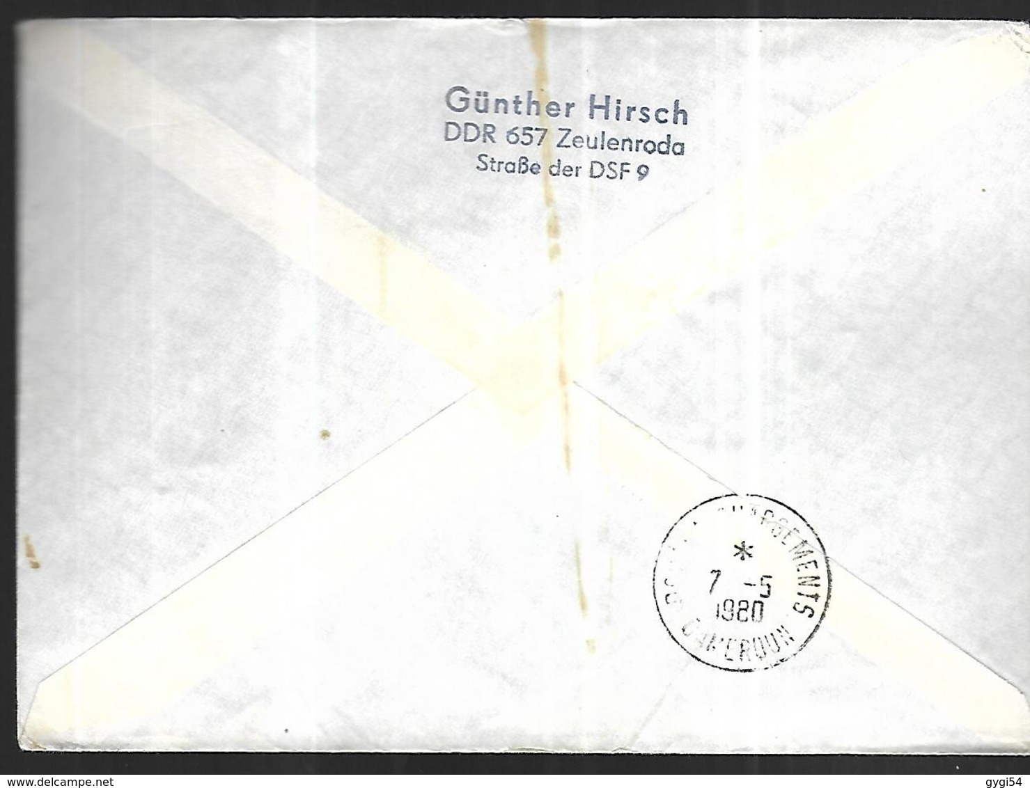 DDR  Lettre Du 28 04 1980 En Recommandée Par Avion De Zeulenroda ( Thuringe ) Vers Douala ( Cameroun )  Arrivée 07  Mai - Francobolli Per Espresso