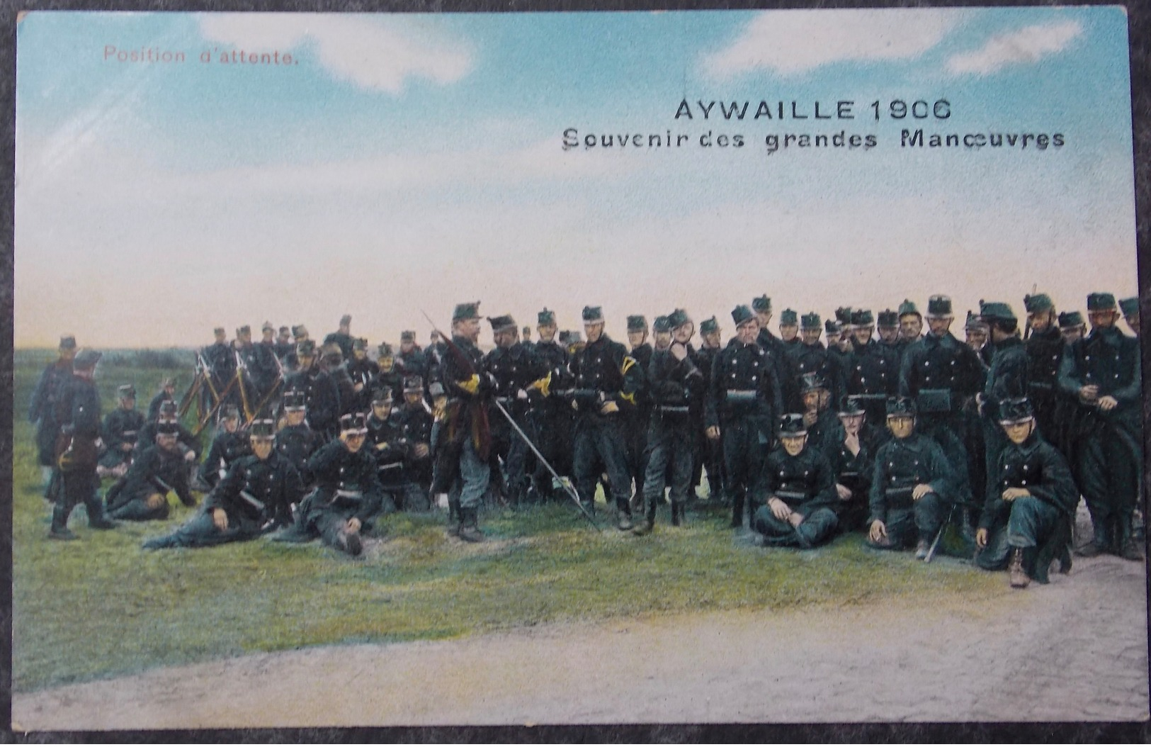 BELGIQUE BELGIE Cap Postcard - AYWAILLE 1906 - Souvenir Des Grandes Manoeuvres - Militaire - Armée #1/4 - Aywaille