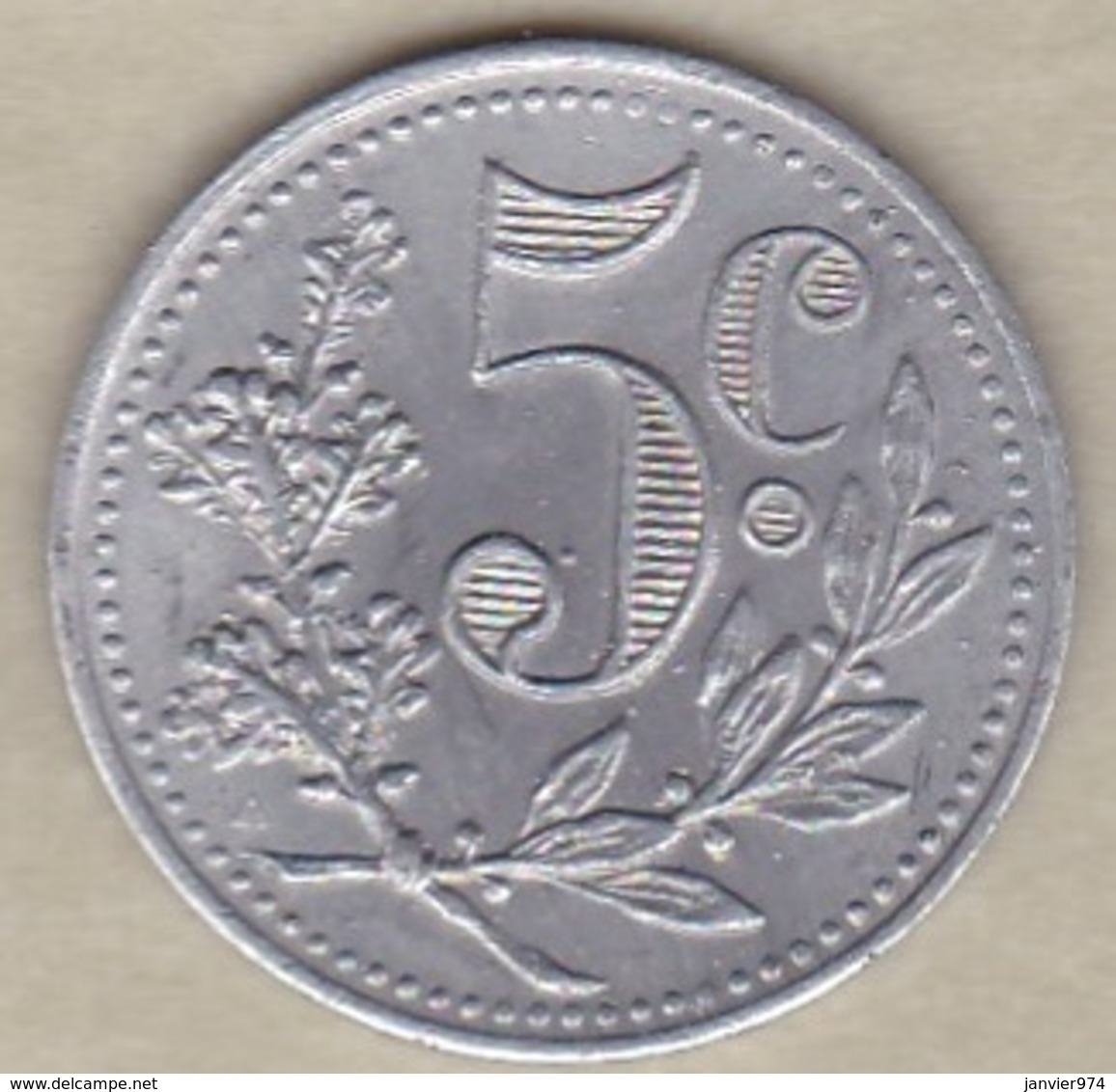 Algérie, Chambre De Commerce D'Alger ,5 Centimes 1916 , Aluminium - Algérie