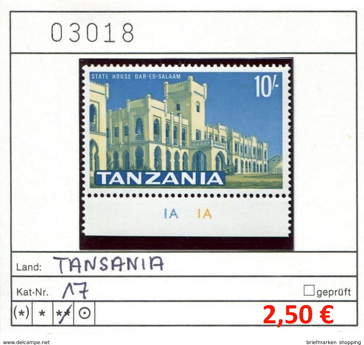 Tansania - Tanzania - Ostafrikanische Gemeinschaft - Michel 17 - ** Mnh Neuf Postfris - Tansania (1964-...)