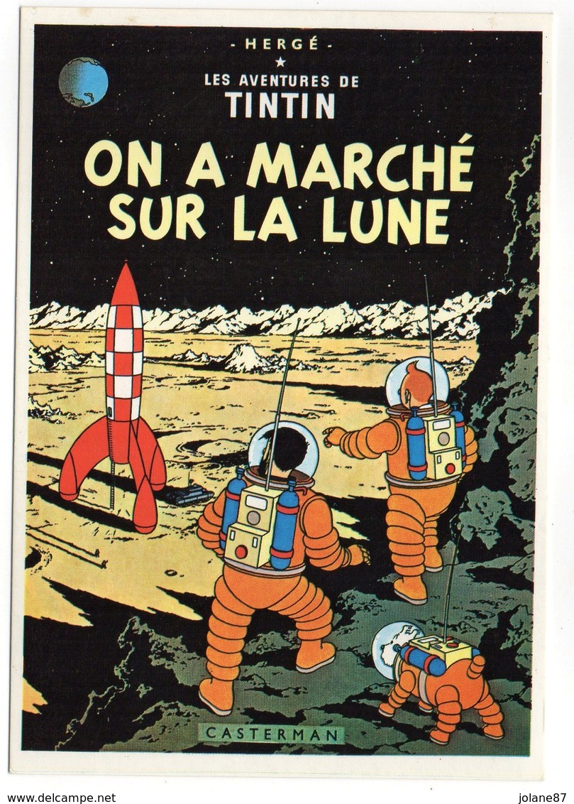 CPM    HERGE   LES AVENTURES DE TINTIN    ON A MARCHE SUR LA LUNE - Comics