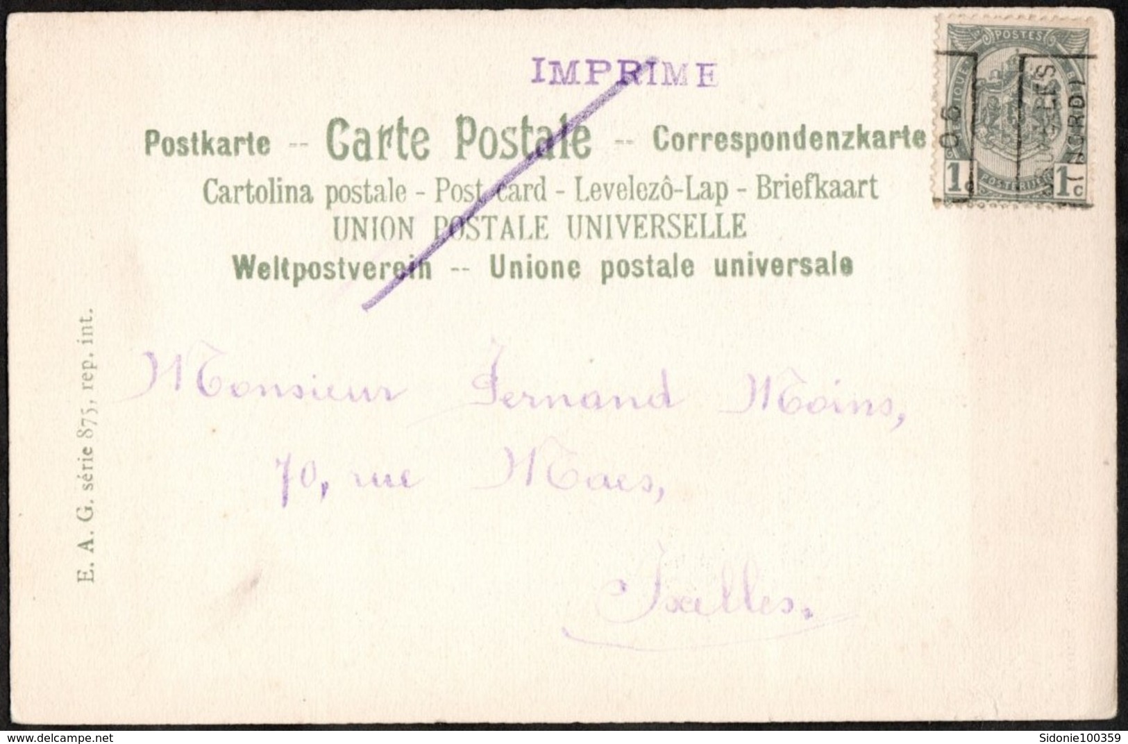 Carte Illustrée  Affranchie Avec Un Préoblitéré Envoyée De Bruxelles (Nord) Vers Ixelles En 1906 - Roulettes 1900-09