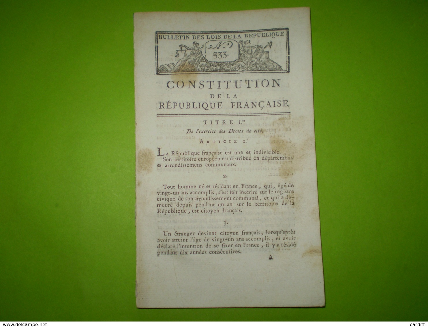 Nomination De Napoleon Bonaparte 1er Consul Par La Constitution De La République Française An VIII + Loi De Présentation - Decrees & Laws