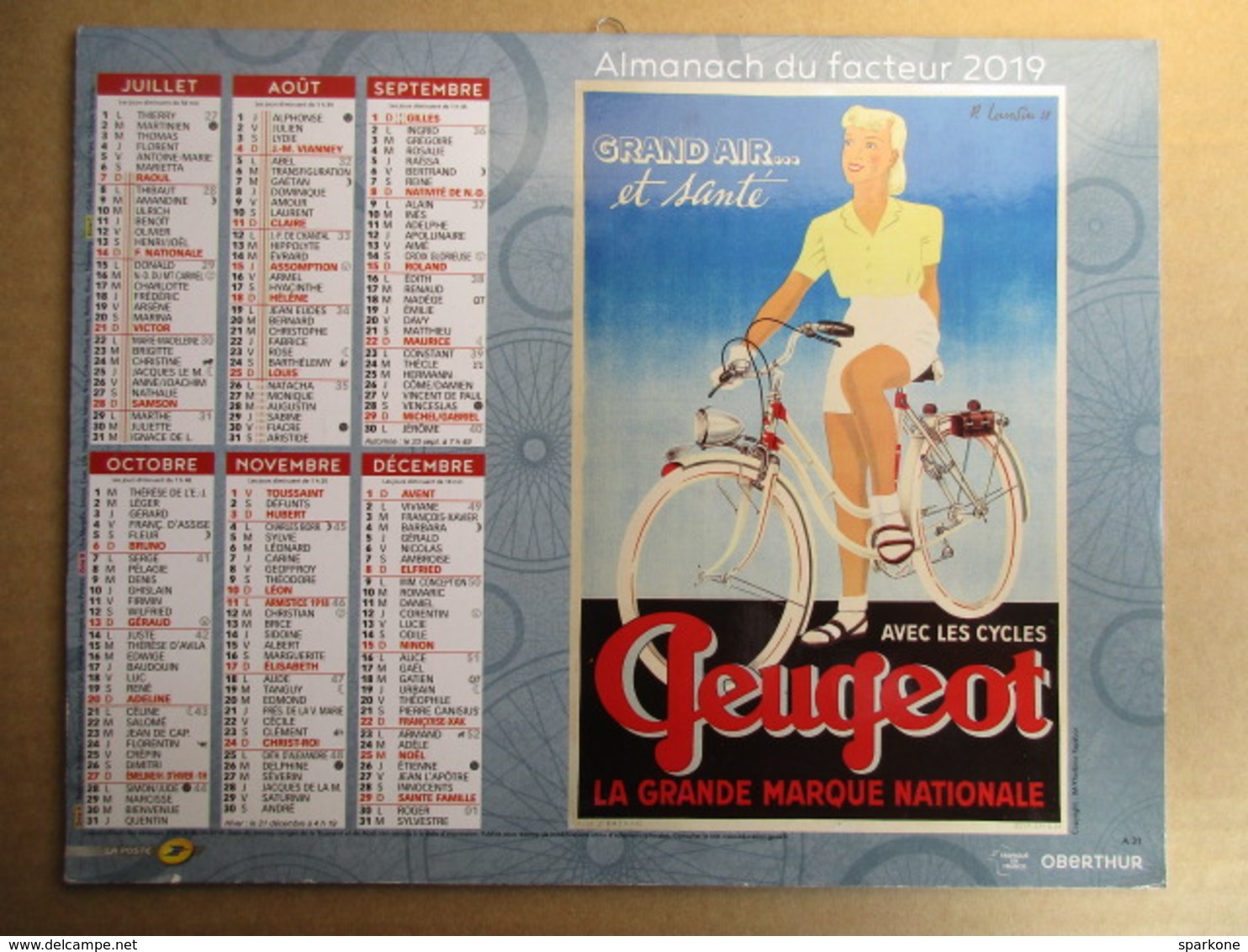 Almanach Du Facteur 2019 / Calendrier La Poste /  Ancienne Pub - Citroen - Peugeot - Rétro - Grand Format : 2001-...