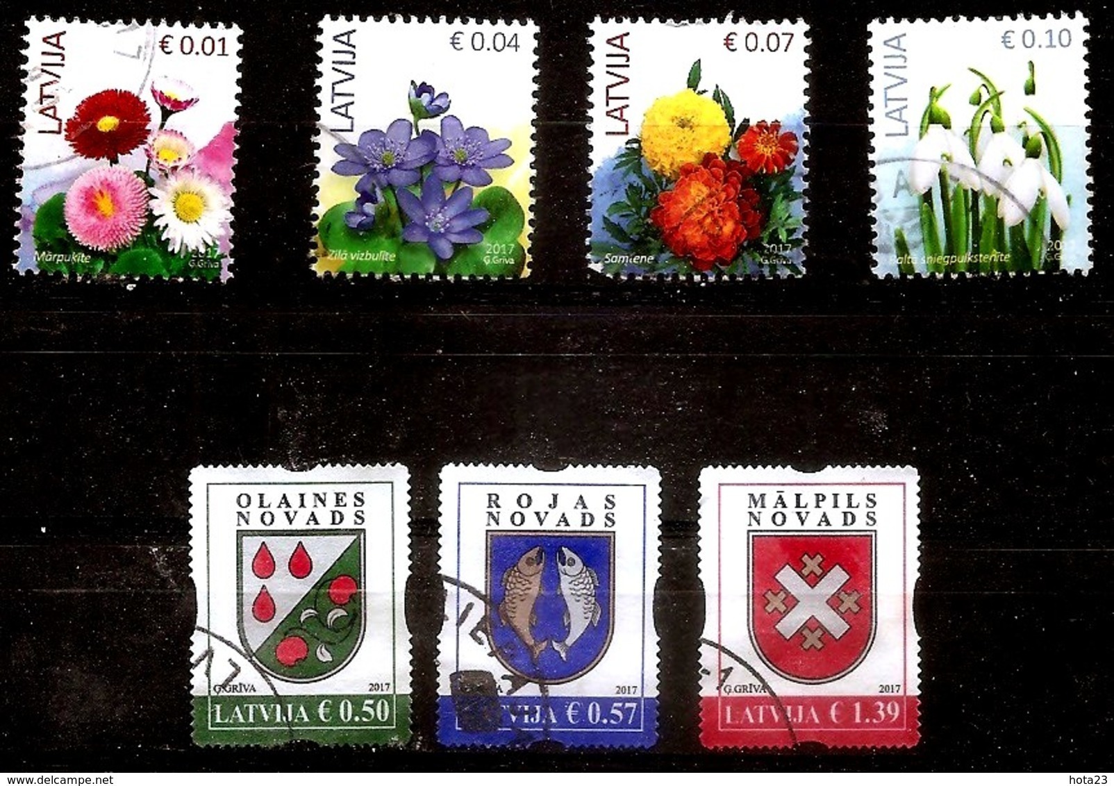 2017 Latvia Lettland Lettonie  Coat Of Arm + Flower  Full Year Set 7 Stamps  USED (0) - Letland