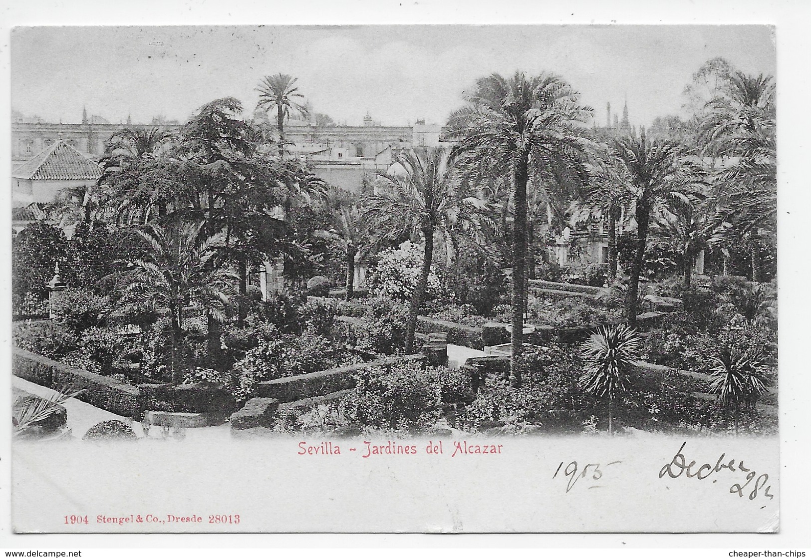 Sevilla - Jardines Del Alcazar - Dorso Sin Dividir - Sevilla