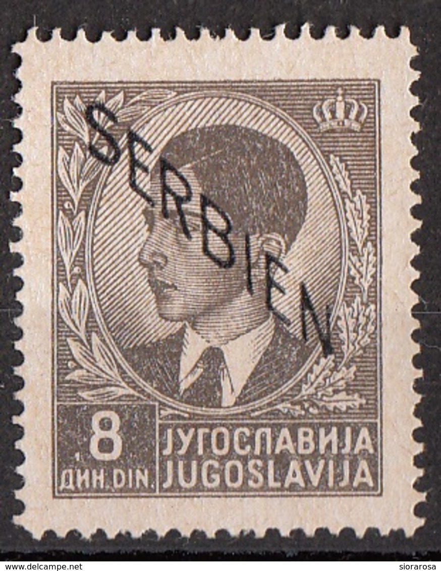 Serbia 1941 Sc. 2N11 King Peter II "Issued Under German Occupation" Overprint SERBIEN Nuovo - Serbia