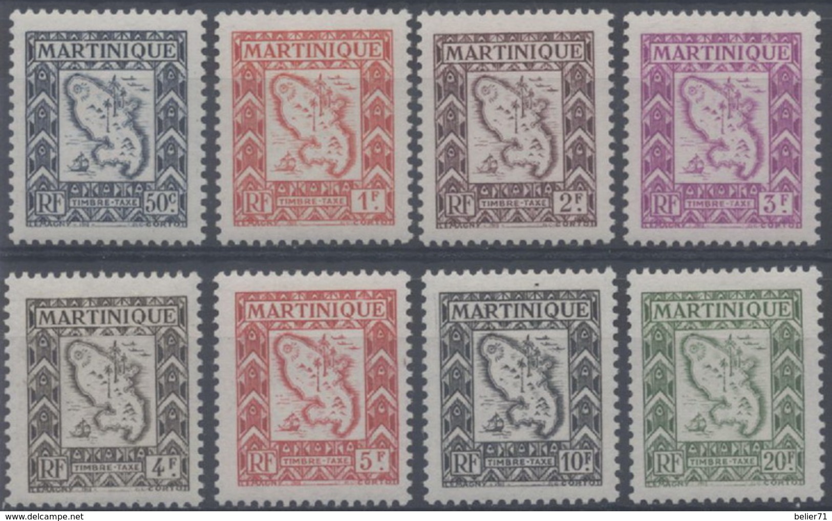 France, Martinique : Taxe N° 29 à 36 X Neuf Avec Trace De Charnière Année 1947 - Portomarken