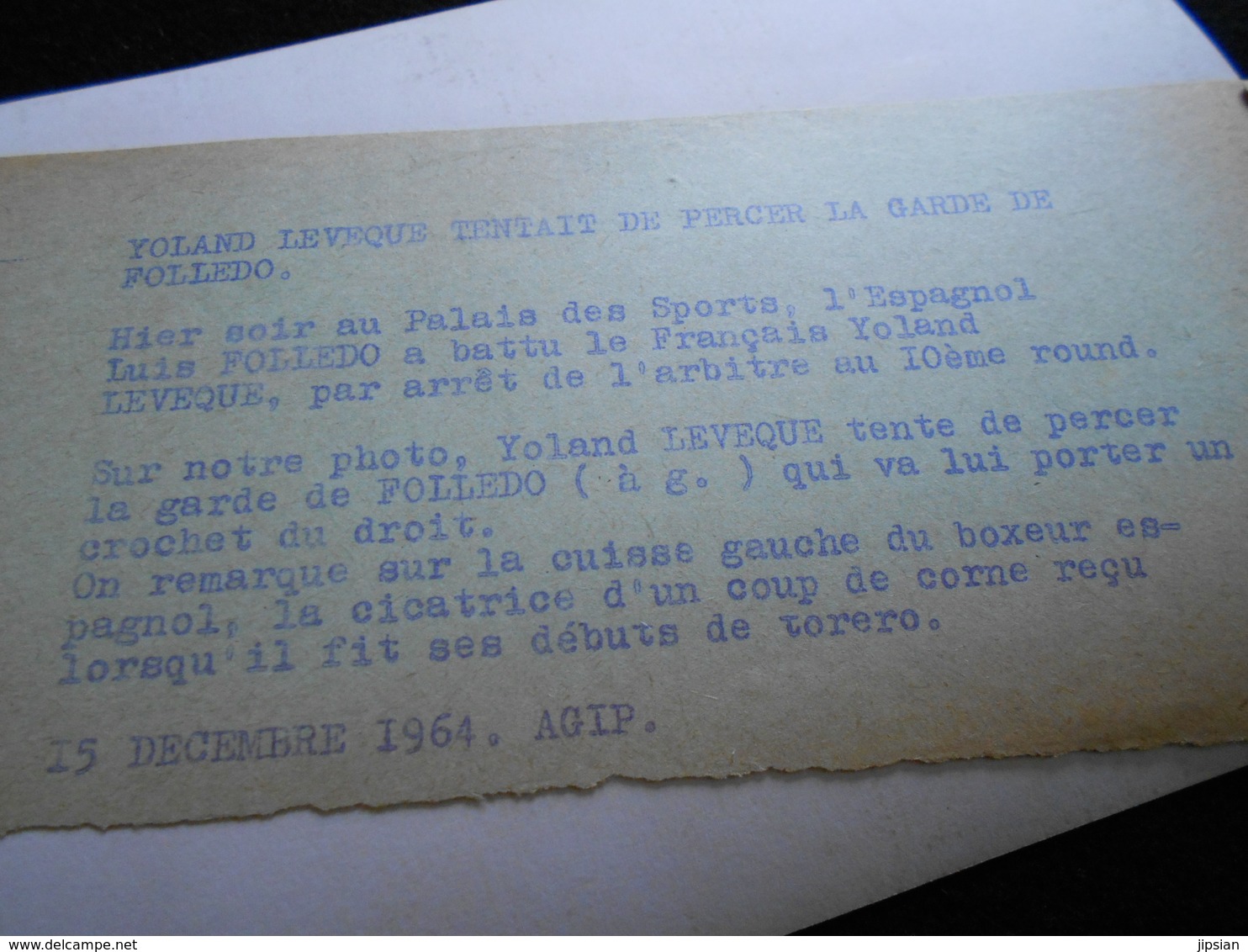 Photo De Presse Originale AGIP Robert Cohen - Boxe Boxeurs Yoland Leveque Et Luis Folledo Palais Des Sports En 1964 KX - Sports