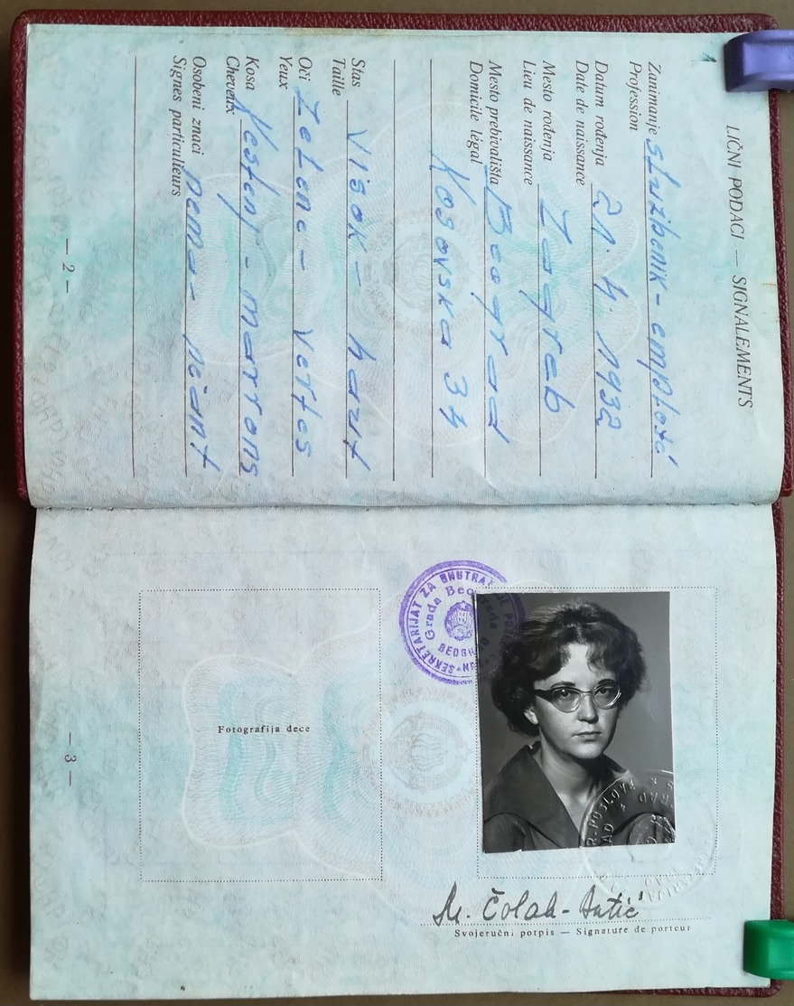 1962 YUGOSLAVIA Passport Revenues And Visas Belgique UK France Austria Greece Visas Sudan Switzerland Germany - Historische Documenten
