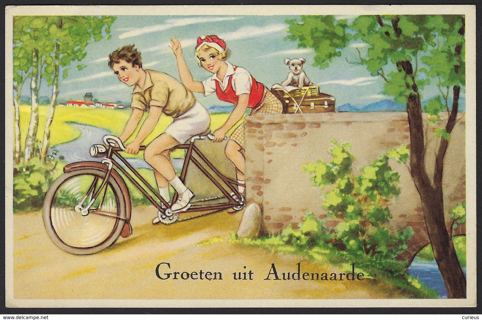 OUDENAARDE * GROETEN UIT AUDENAARDE * FANTASIE * KINDEREN OP TANDEM * - Oudenaarde