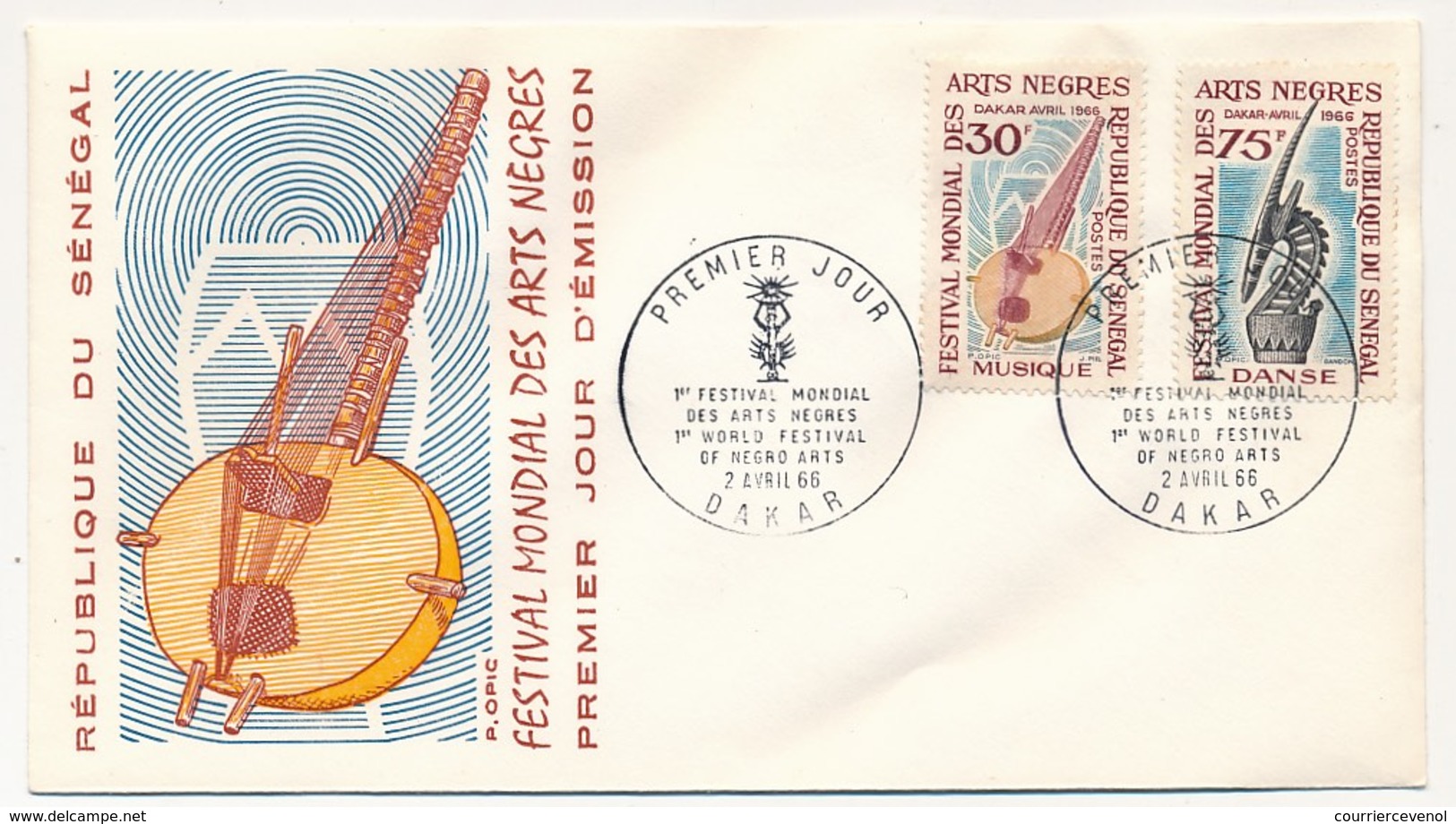 SENEGAL => 3 Enveloppes FDC - Festival Mondial Des Arts Nègres - Dakar - Décembre Et Avril 1966 - Senegal (1960-...)