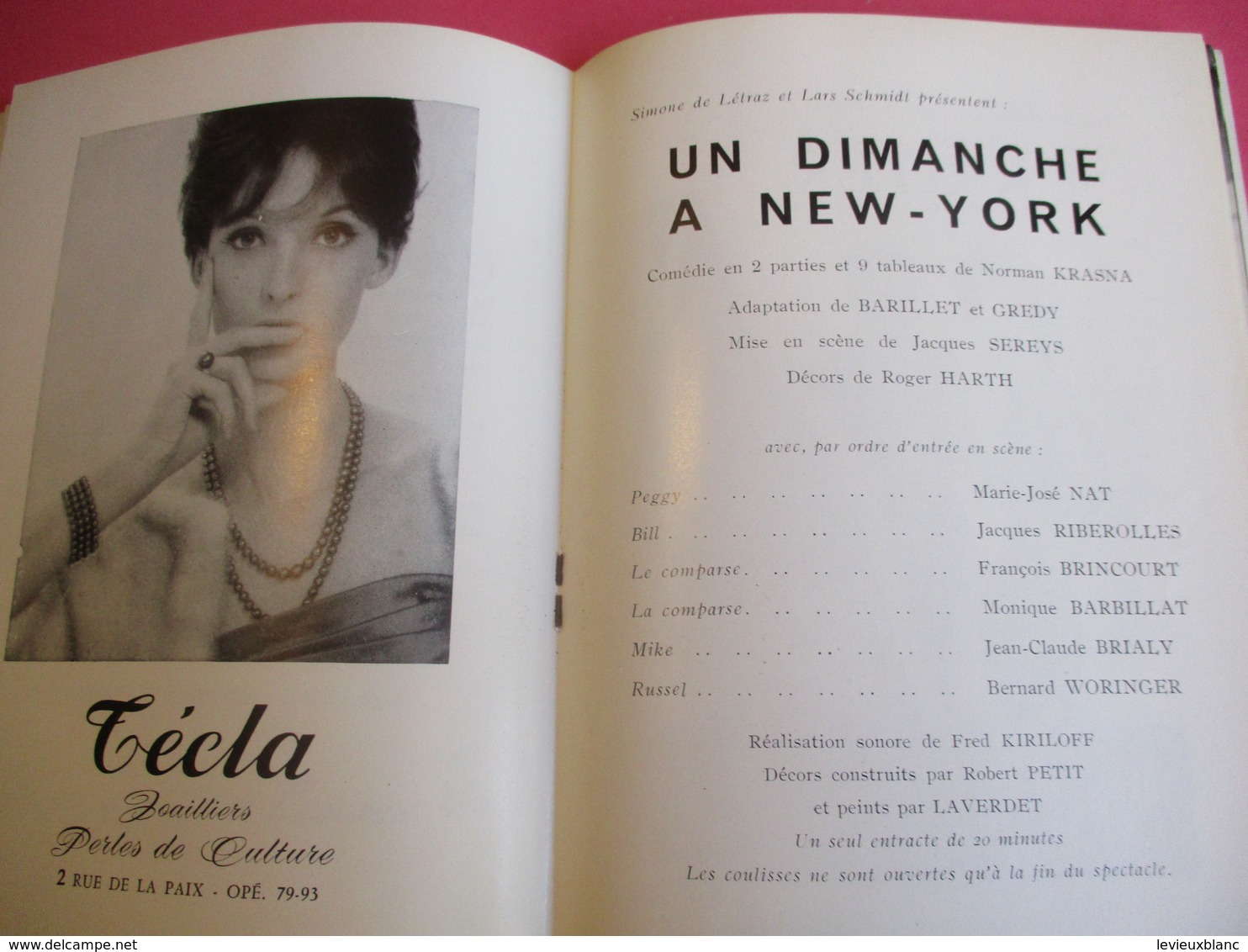 Programme de Théâtre/ Palais Royal / Simone de Letraz/Un DIMANCHE à NEW-YORK/Krasna/MJ NAT/JC BRIALY/1963   PROG216