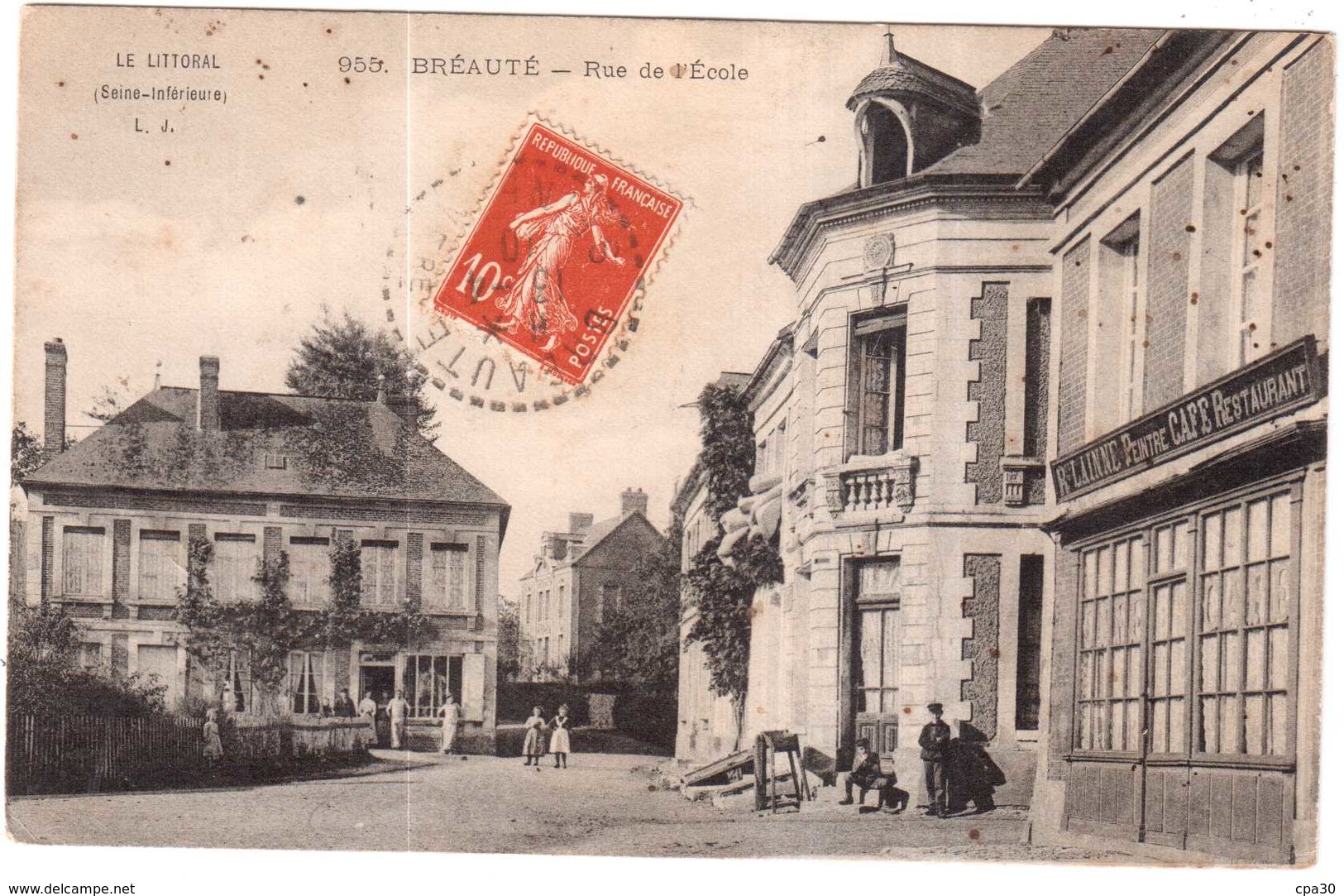 CPA SEINE MARITIME.BREAUTE.LA RUE DE L'ECOLE - Altri & Non Classificati