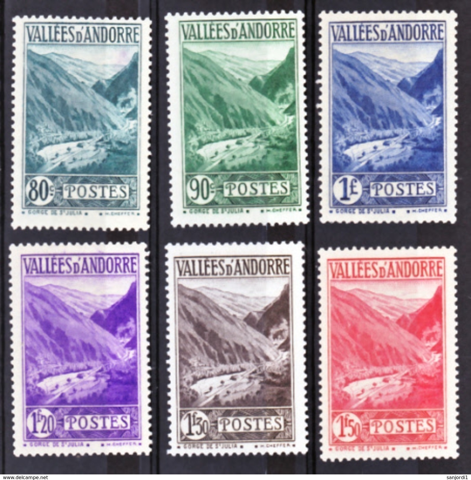 Andorre  72 73 75 76 78 79 Gorges De Sant Julia  1/4 De Cote  Neuf ** MNH Sin Charmela Cote 12 - Unused Stamps