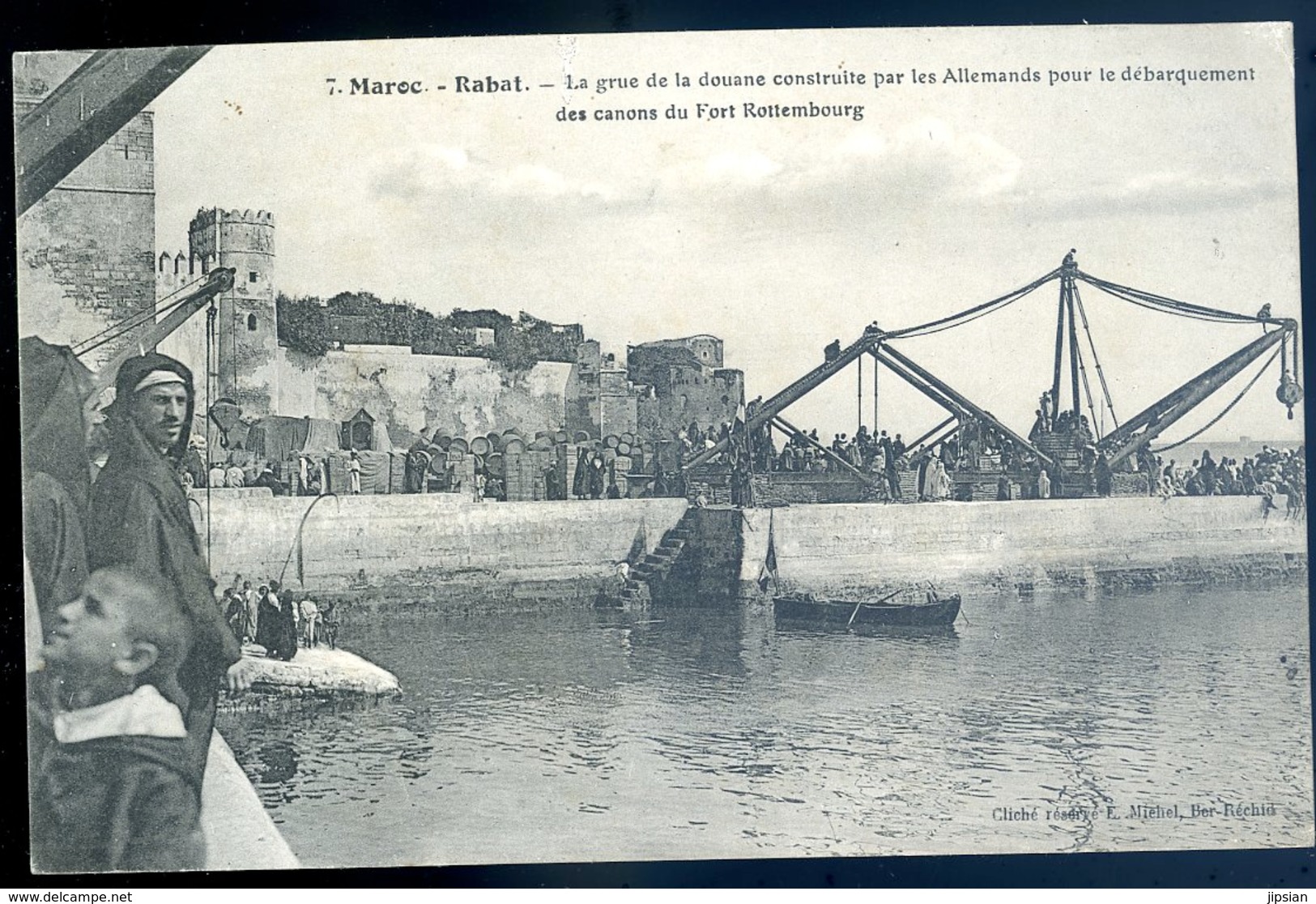 Cpa Du Maroc Rabat Grue De Douane Construite Par Allemands Pour Débarquement Canons Fort Rottembourg  MA3 - Rabat
