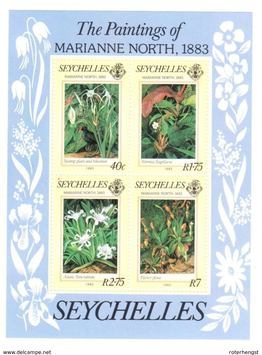 Seychelles Sheet Mnh ** 1983 9 Euros Flowers Fleurs - Seychellen (1976-...)