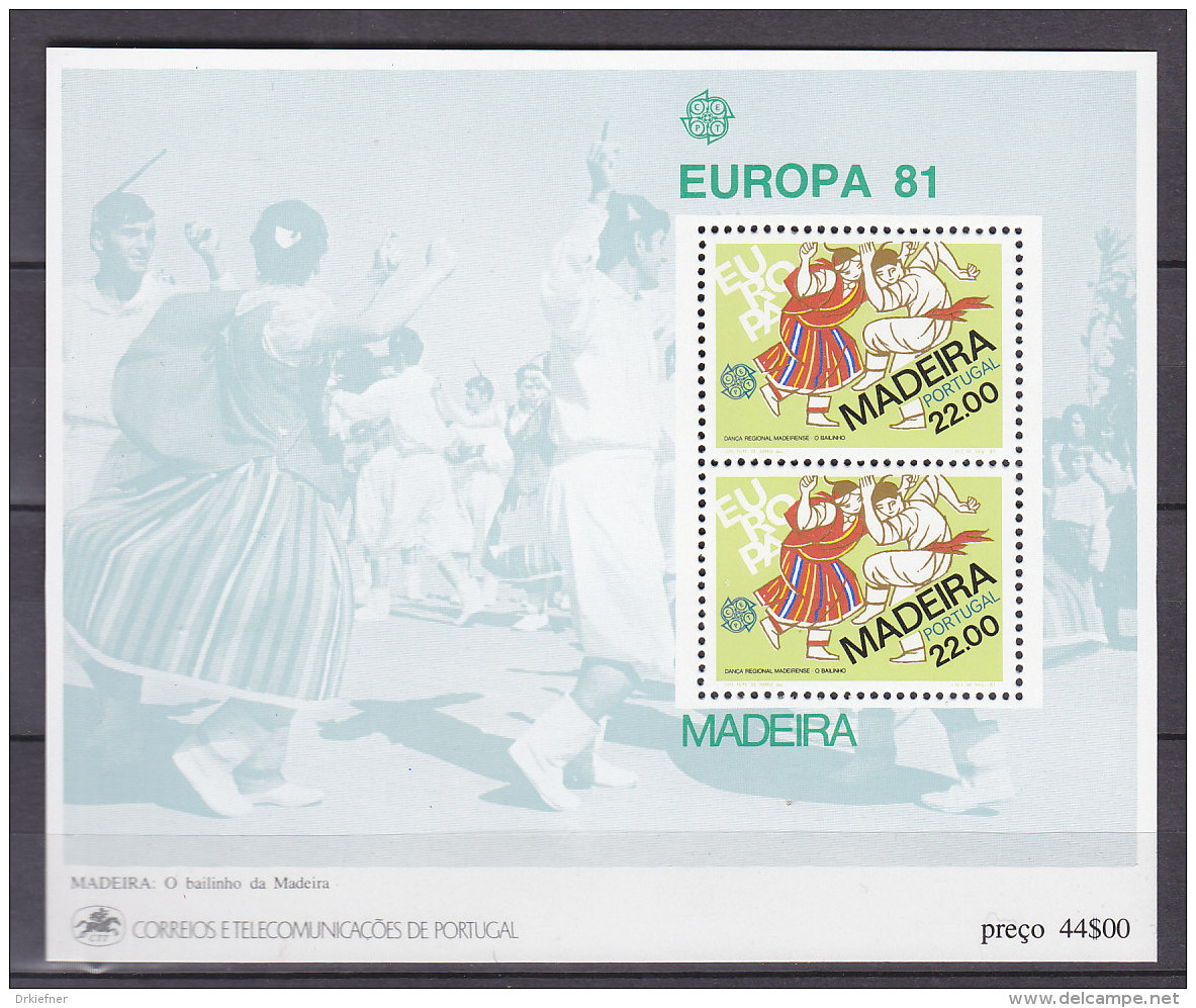 PORTUGAL MADEIRA  Block 2 Postfrisch **, Europa CEPT, Folklore 1981 - 1981