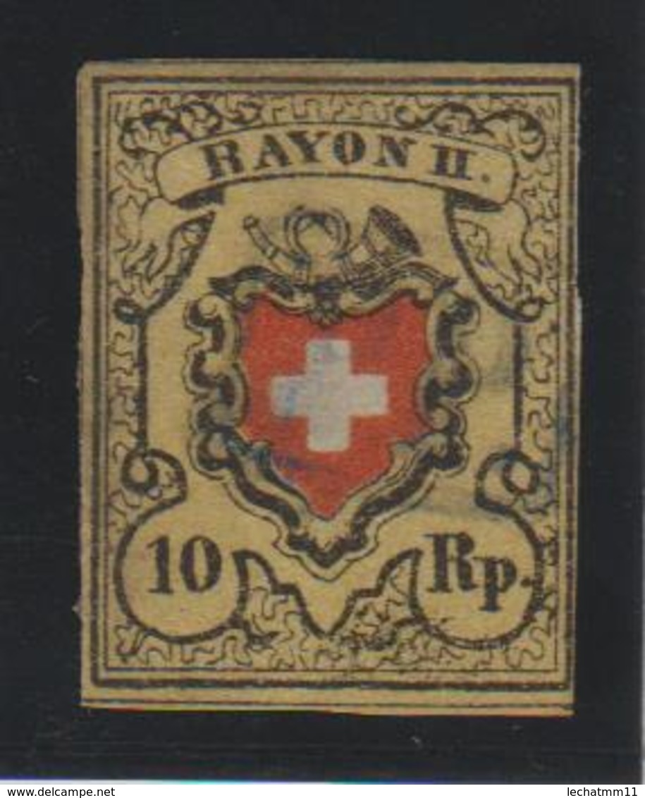 Rayon Jaune/croix On Encadrée - 1843-1852 Federal & Cantonal Stamps