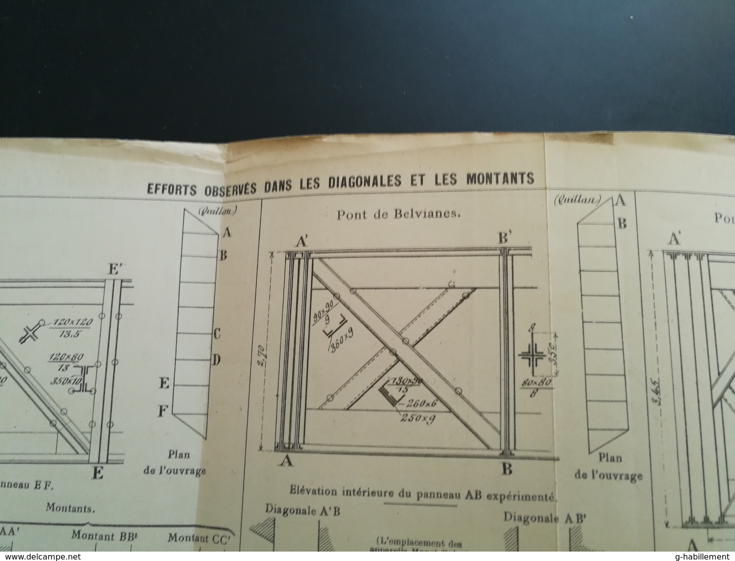 ANNALES PONTS Et CHAUSSEES (Dep 11) - Efforts Observés Dans Les Diagonales Et Les Montants - 1906 - (CLB40) - Autres Plans