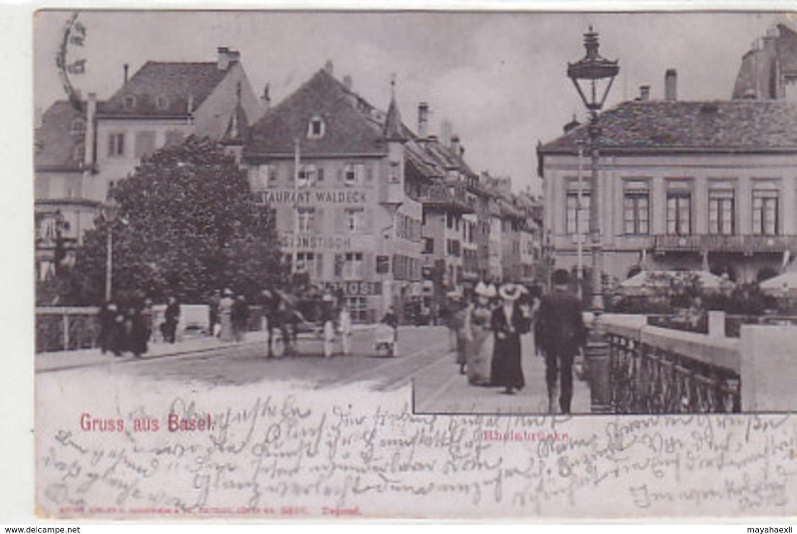 Gruss Aus Basel - Rheinbrücke - Animiert - 1905 - Stabstempel "Obergestelen"      (90411) - Basilea