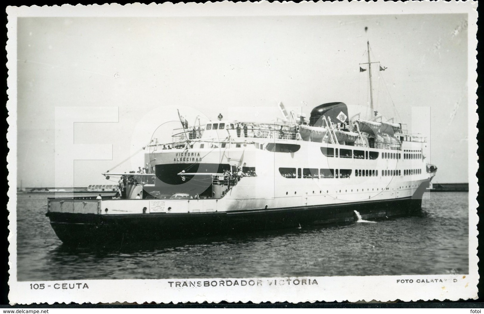 REAL PHOTO FOTO POSTCARD BARCO ALGECIRAS CEUTA ESPANA PAQUETE LINER BATEAUX VESSEL VICTORIA FERRY CARTE POSTALE - Paquebots