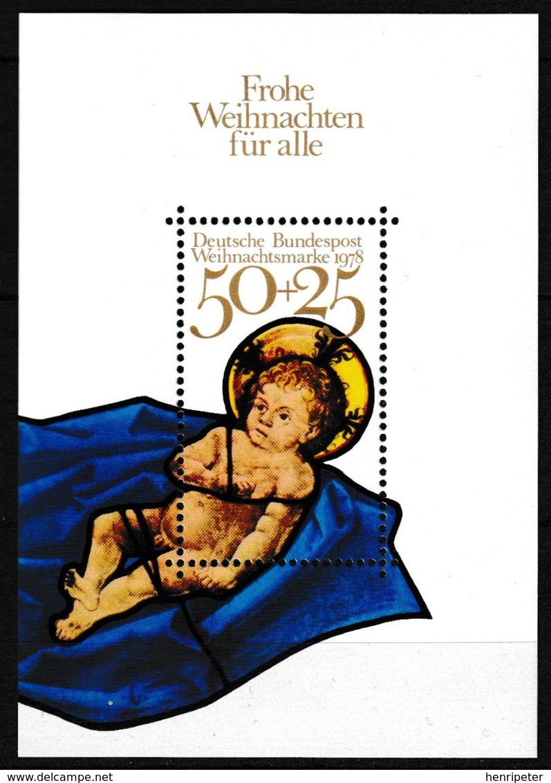 Bloc Feuillet Neuf** De 1 Timbre-poste - Noël 1978 Vitrail De La Frauenkirche à Munich - N° BF 16 (Yvert) - RFA 1978 - Other & Unclassified