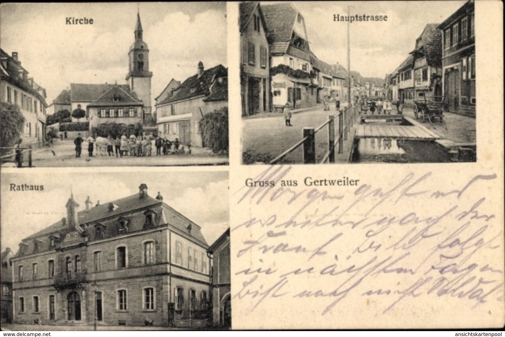 Cp Gertwiller Gertweiler Elsass Bas Rhin, Kirche, Hauptstraße, Rathaus, Anwohner - Autres & Non Classés