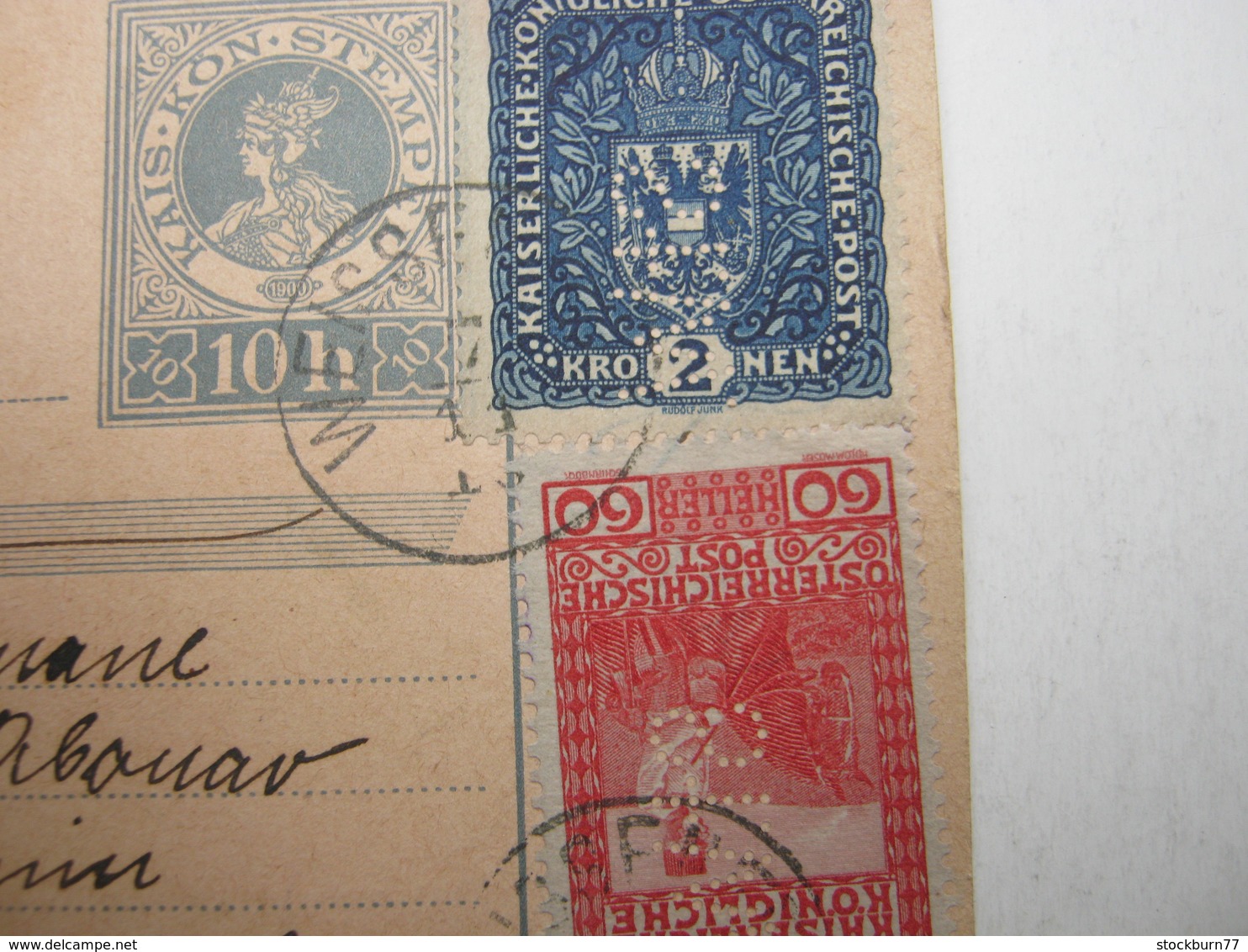 1916 , WEISSENFELS, Krain , Paketkarte Mit Firmenlochungen , 3 Werte , Perfin, Nach Konstantinopel - Briefe U. Dokumente