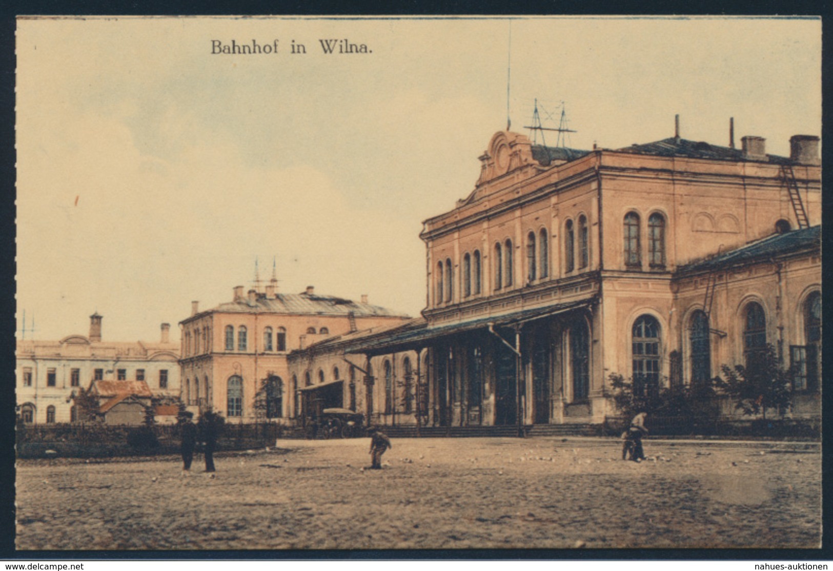 Ansichtskarte Wilna Vilnius Litauen Bahnhof Passanten Ungelaufen - Litauen