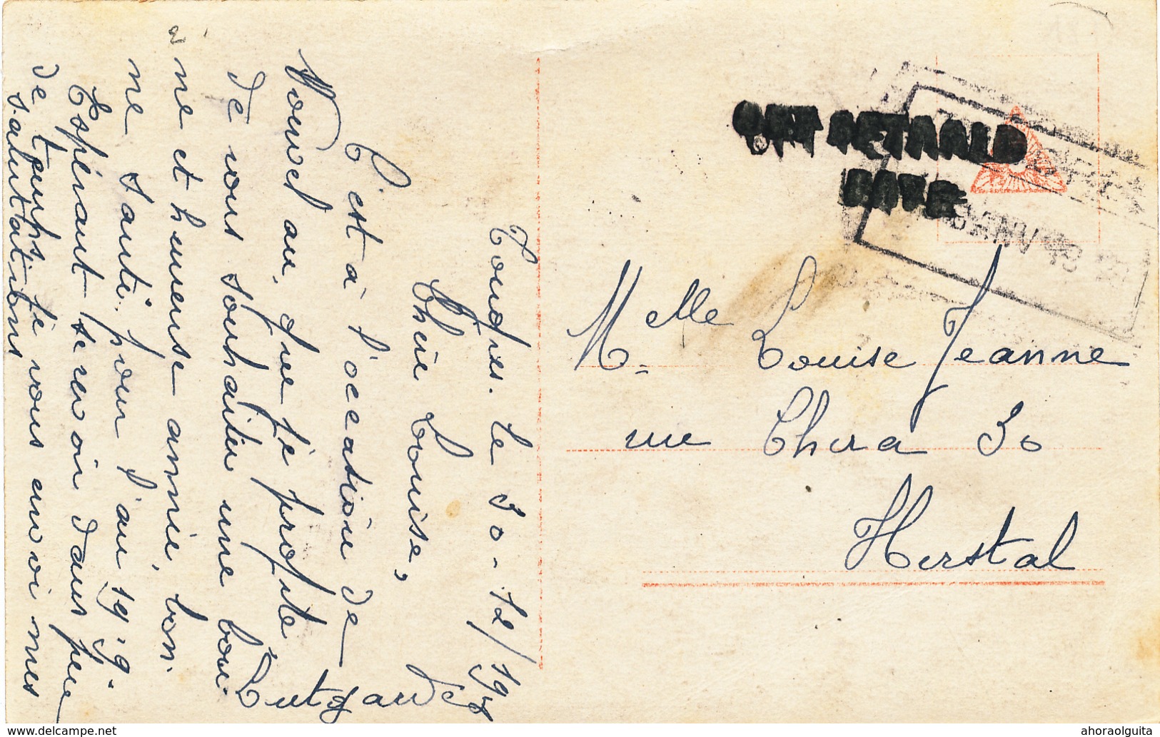 868/28 - FORTUNES 1919 - Carte Fantaisie Griffes De Fortune PORT BETAALD PAYE Et TONGRES ( Cachet De Gare Gratté) - Fortuna (1919)
