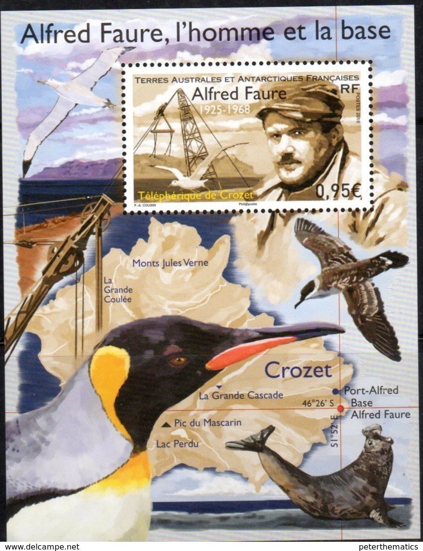 TAAF ,  FRENCH ANTARCTIC, 2018, MNH, ALFRED FAURE, SEALS, BIRDS, PENGUINS, MAPS, S/SHEET - Other & Unclassified
