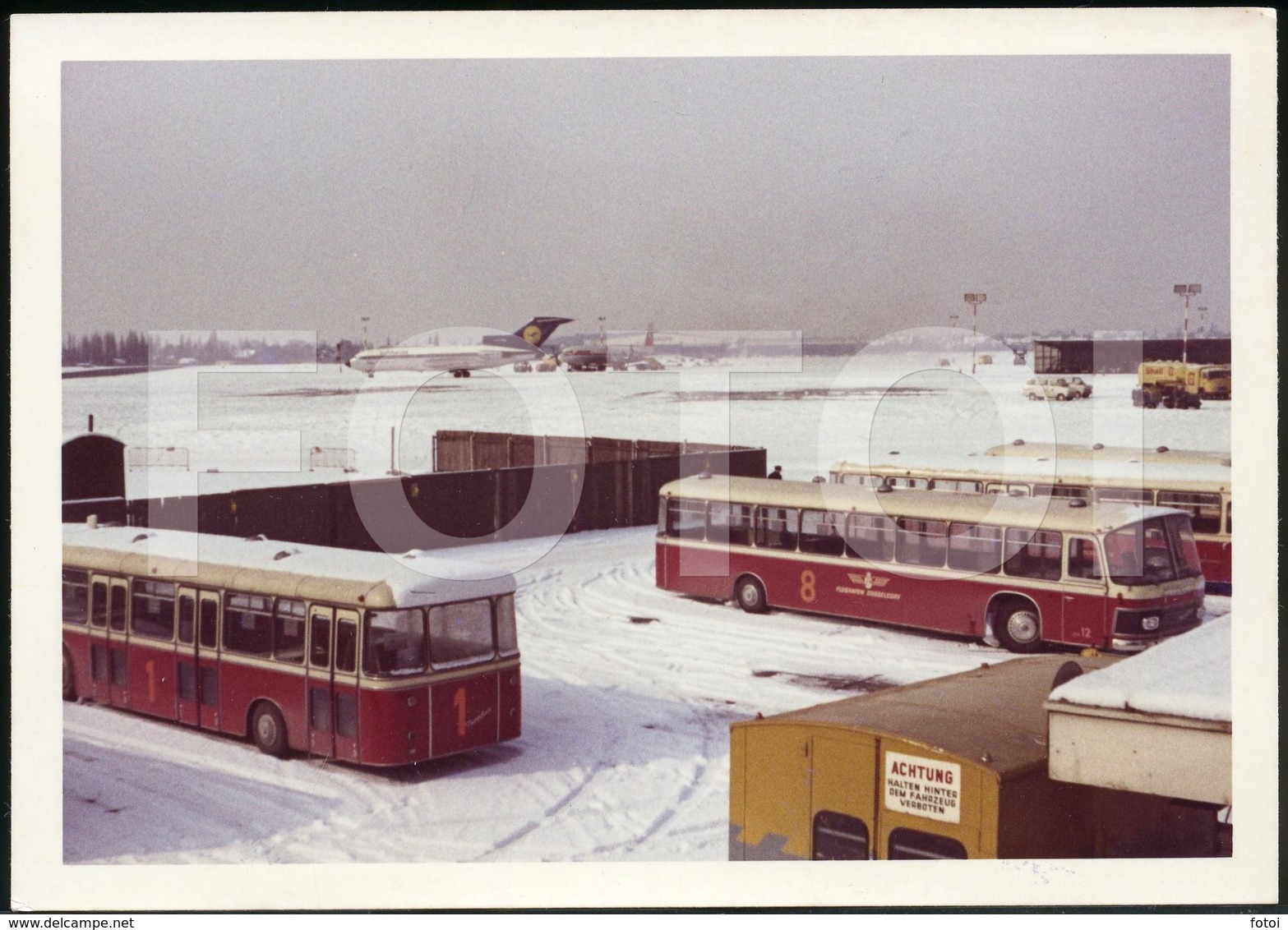 60s AMATEUR PHOTO FOTO DUSSELDORF BUS AIRPORT LUFTHANSA GERMANY - Automobiles