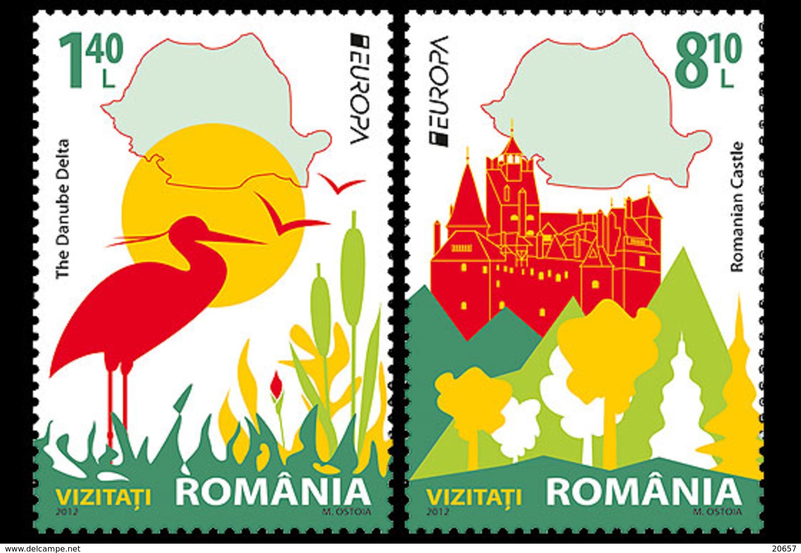 Roumanie Romania 5595/96 Europa écologie Oiseau, Danube - 2012