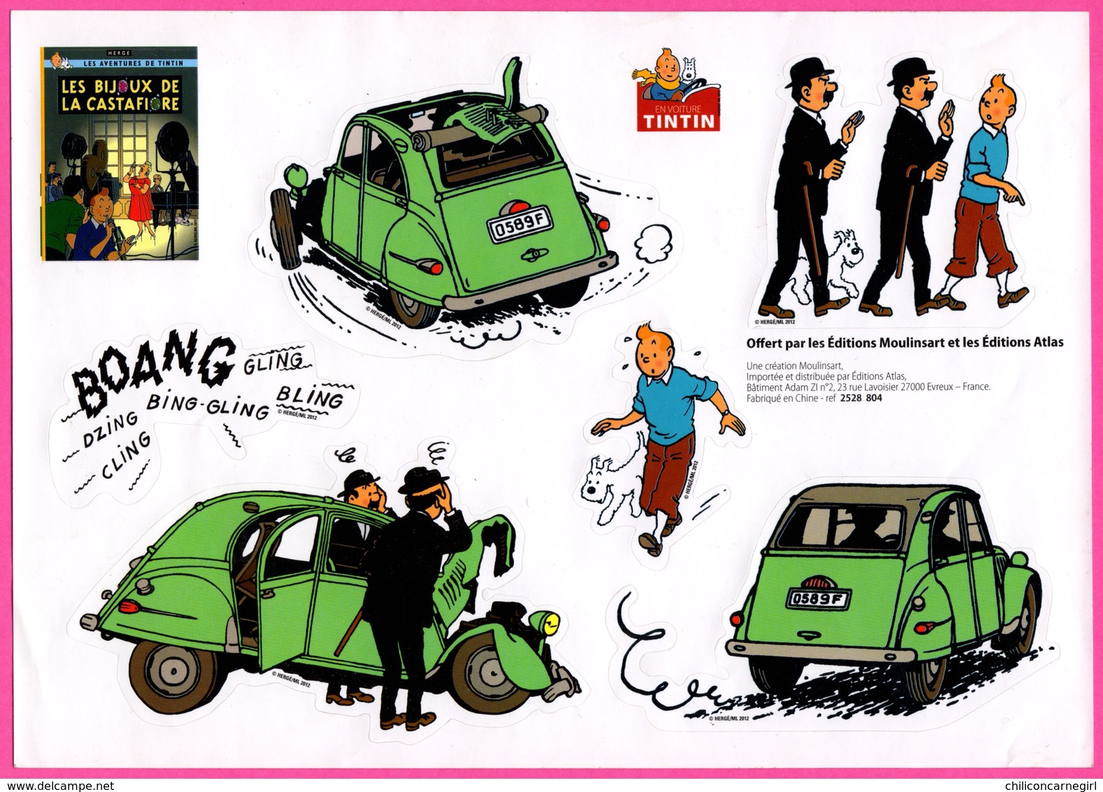 Planche D'Autocollant - TINTIN - DUPONT & DUPOND - 2 Chevaux - MILOU - Adhésif - Sticker - 5 Autocollants - Adesivi