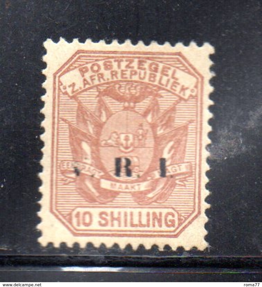 APR308 - TRANSVAAL SUD AFRICA 1900 ,  10 Sh Yvert  N. 134 Nuovo *.  (2380A) . SOPRASTAMPA "V" Parziale - Transvaal (1870-1909)