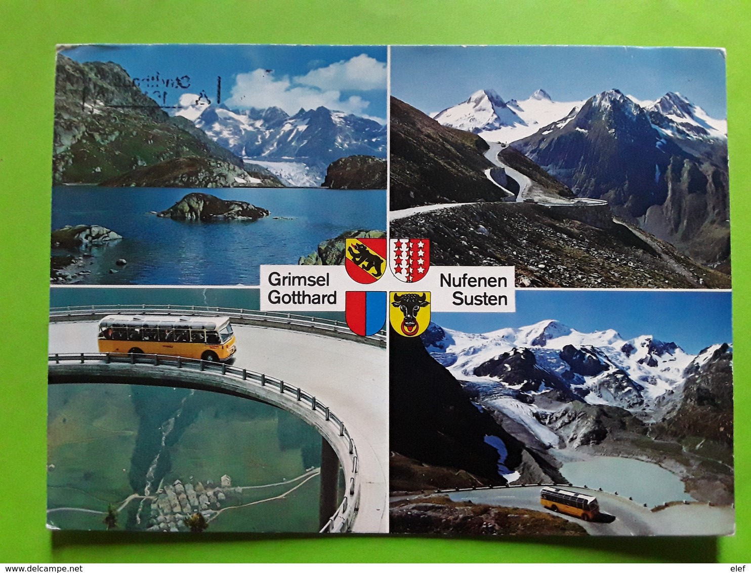 Bus Autocar Jaune, GRIMSEL GOTTHARD NUFENEN SUSTEN, Suisse TB - Buses & Coaches