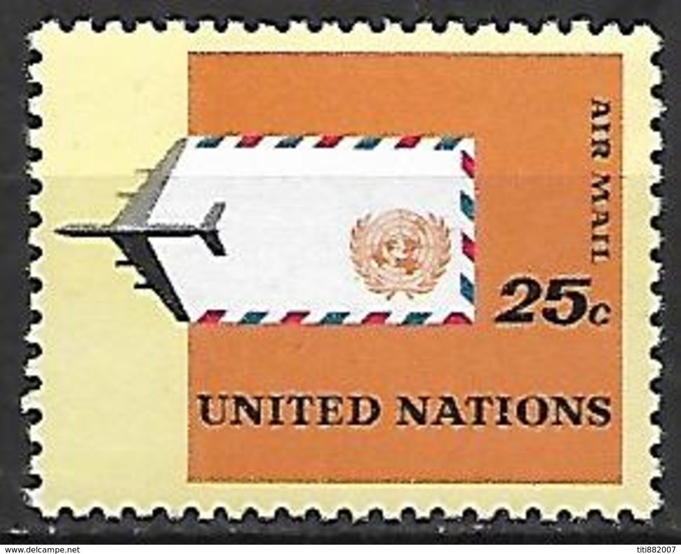 NATIONS - UNIES    -    Aéro  -    1963 .   Y&T N° 14 **.   Avion  /  Enveloppe - Luftpost