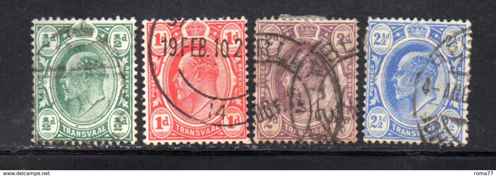 APR321 - TRANSVAAL SUD AFRICA 1906 , Serie  Yvert N. 177/180  Usata  (2380A) . Multi CA - Transvaal (1870-1909)