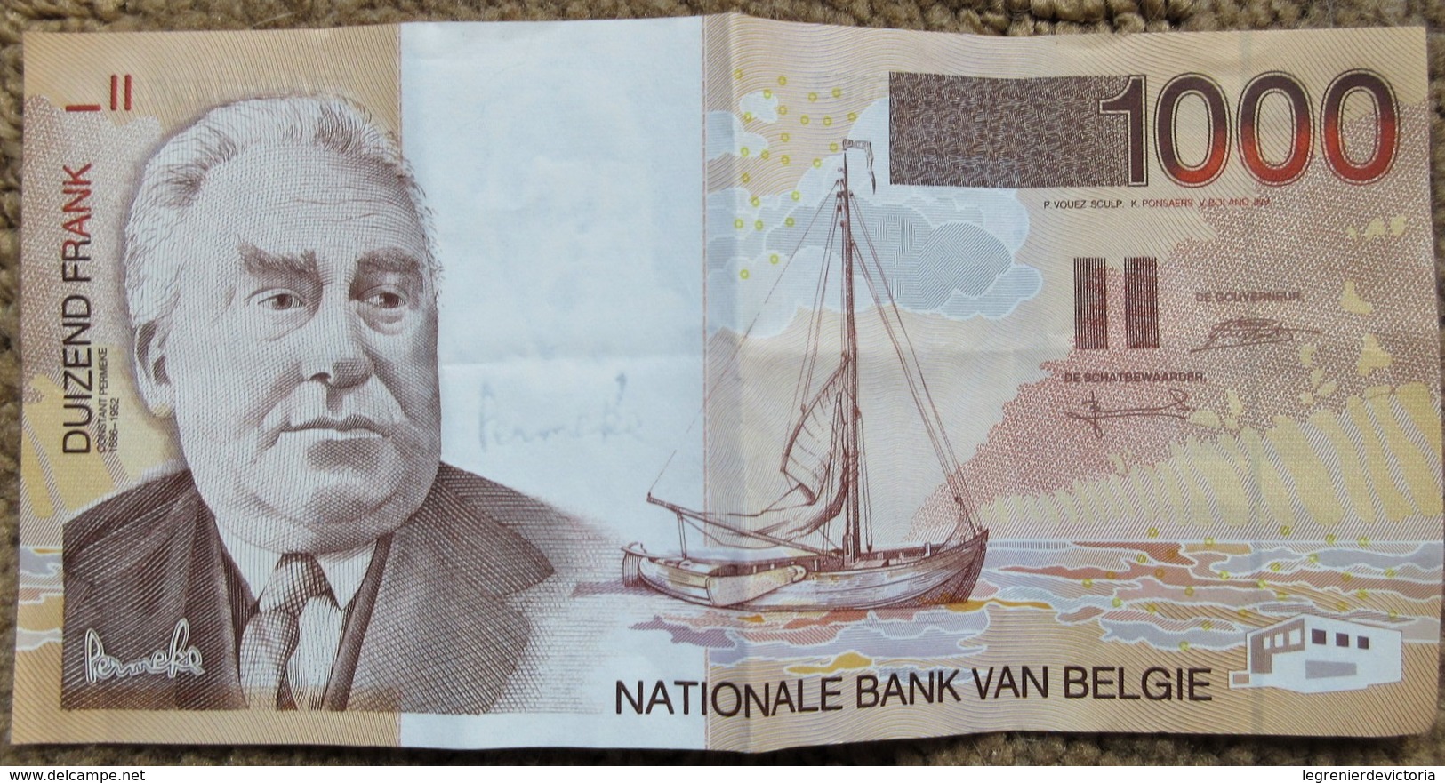 Billet 1000 Francs Belge Permeke Duizend Frank Mille - 1000 Francs