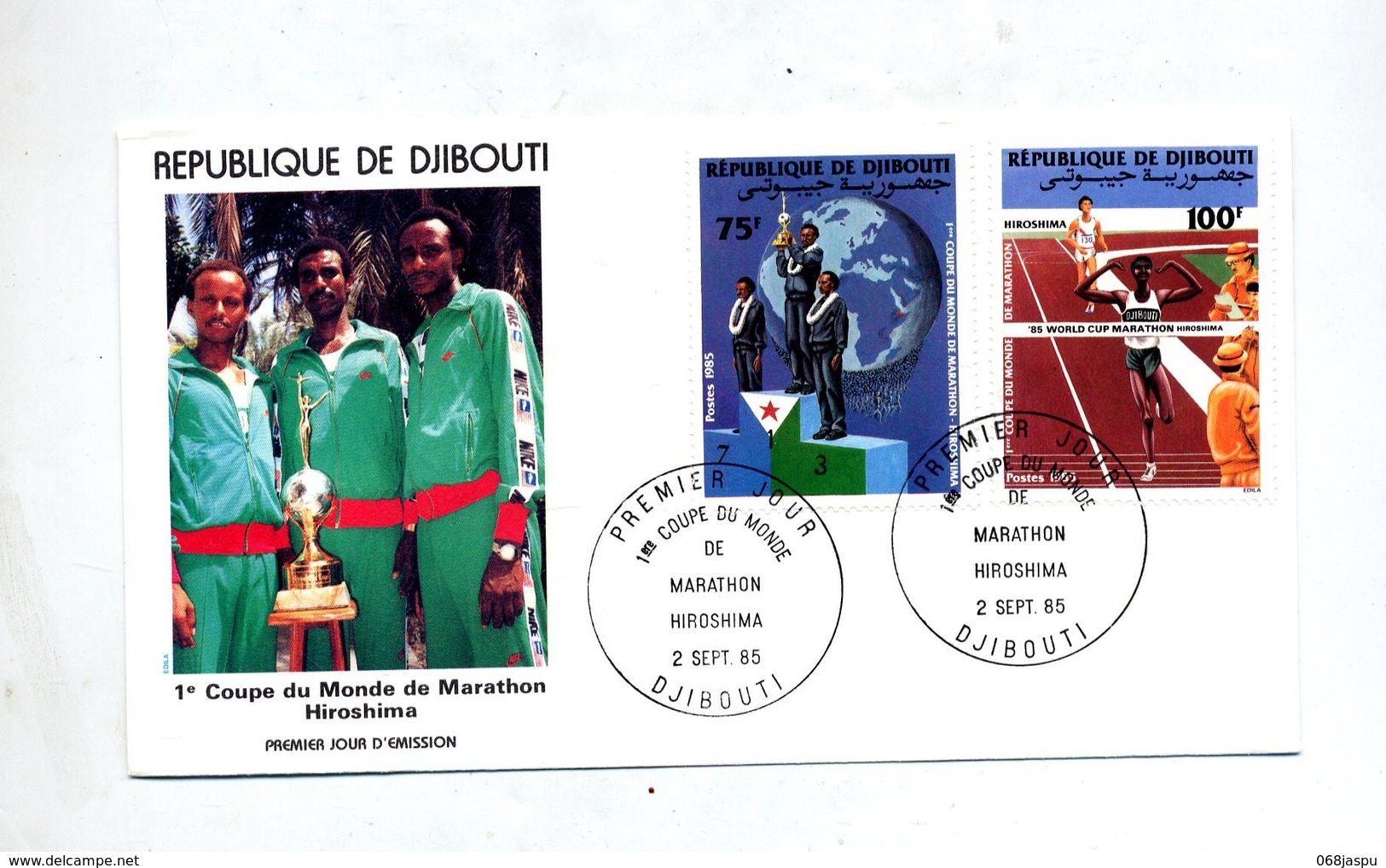 Lettre Fdc 1985 Coupe Monde Marathon - Djibouti (1977-...)