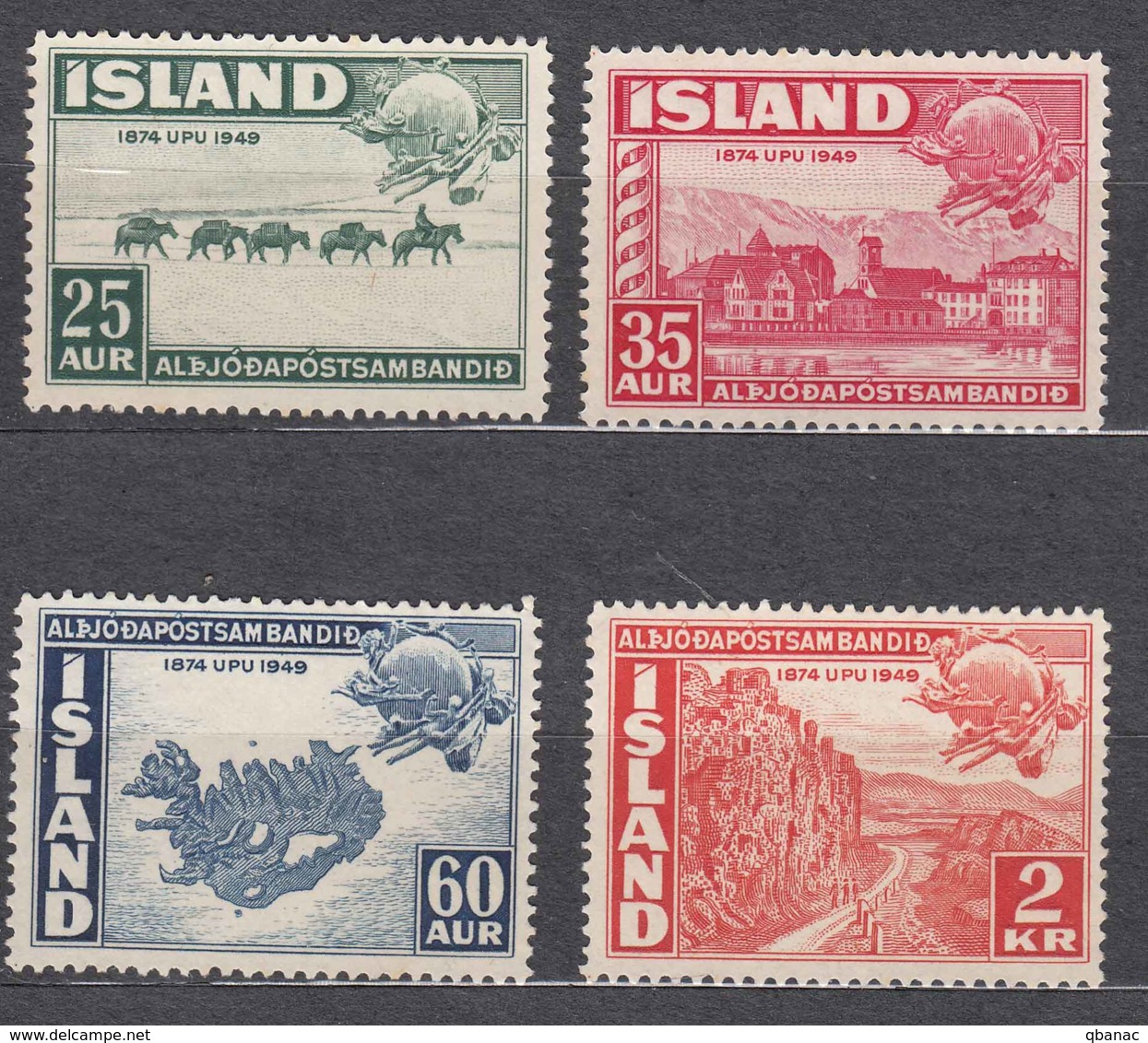 Iceland 1949 UPU Mi#259-262 MNG - Nuevos
