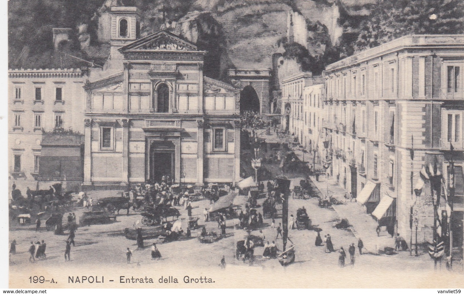 NAPOLI-ENTRATA DELLA GROTTA-BELLA ANIMAZIONE-CARTOLINA NON VIAGGIATA -ANNO 1906-1910 - Napoli