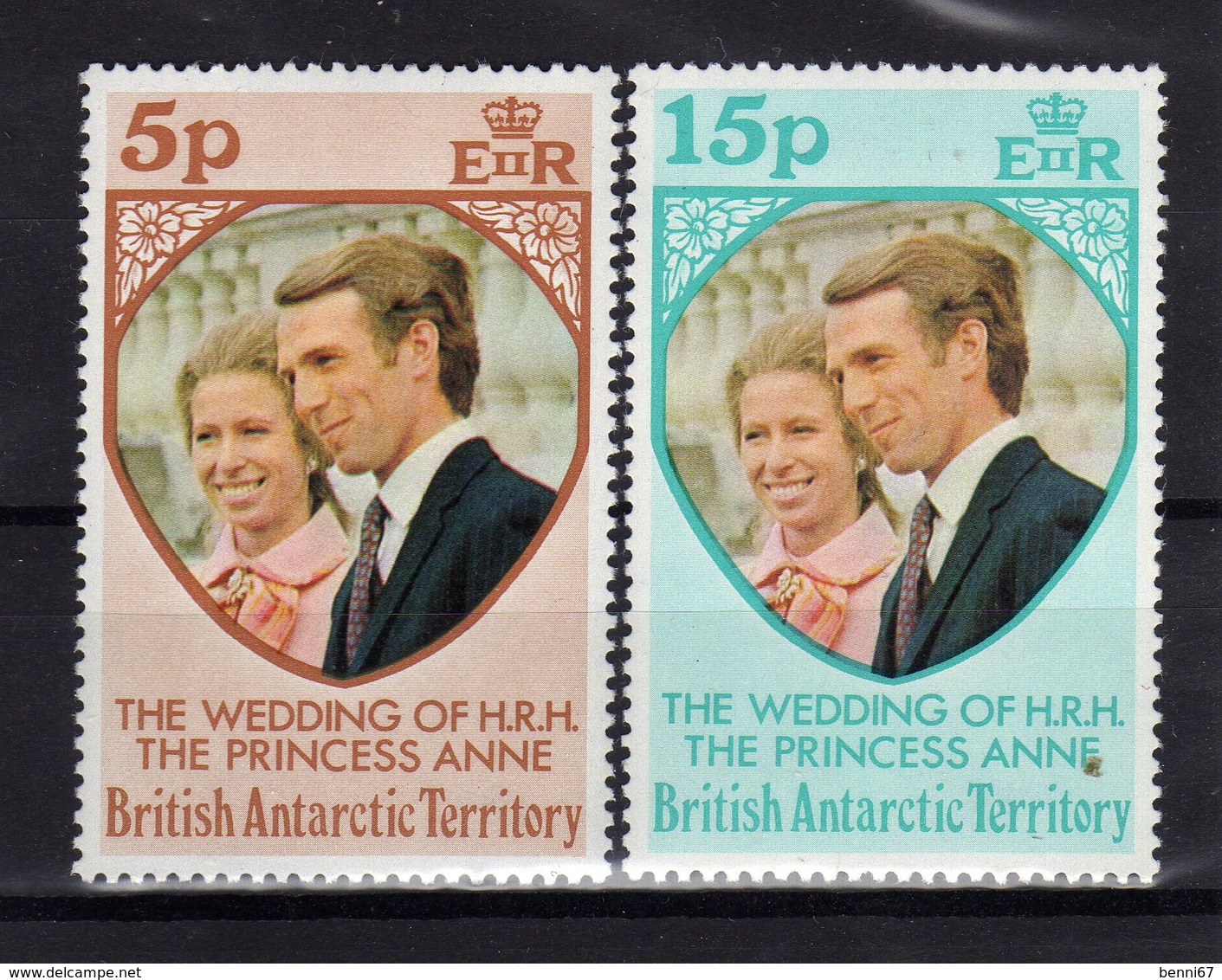 ANTARCTIQUE BRITANNIQUE BAT 1973 Princess Anne Yv 60/61 MNH ** - Unused Stamps