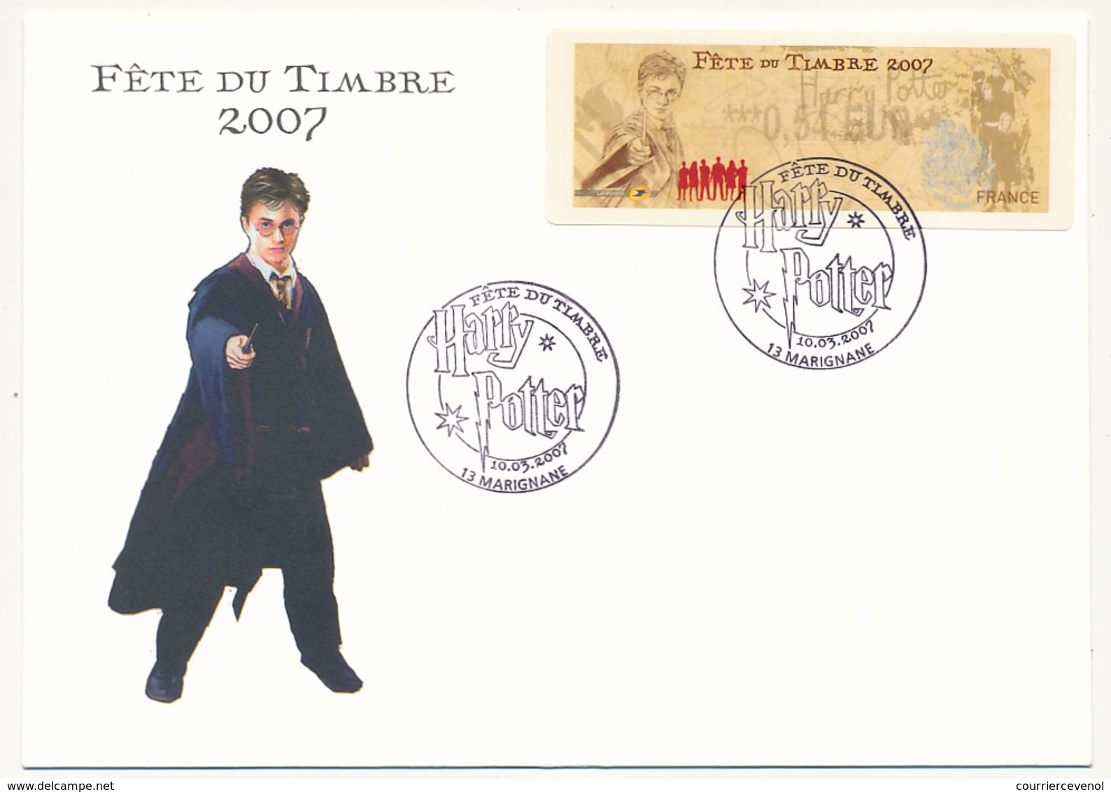 Enveloppe Etiquette EMA Illustrée Harry Potter 0,54 Eur - MARIGNANE - Fête Du Timbre 2007 10/3/2007 - Cartas & Documentos