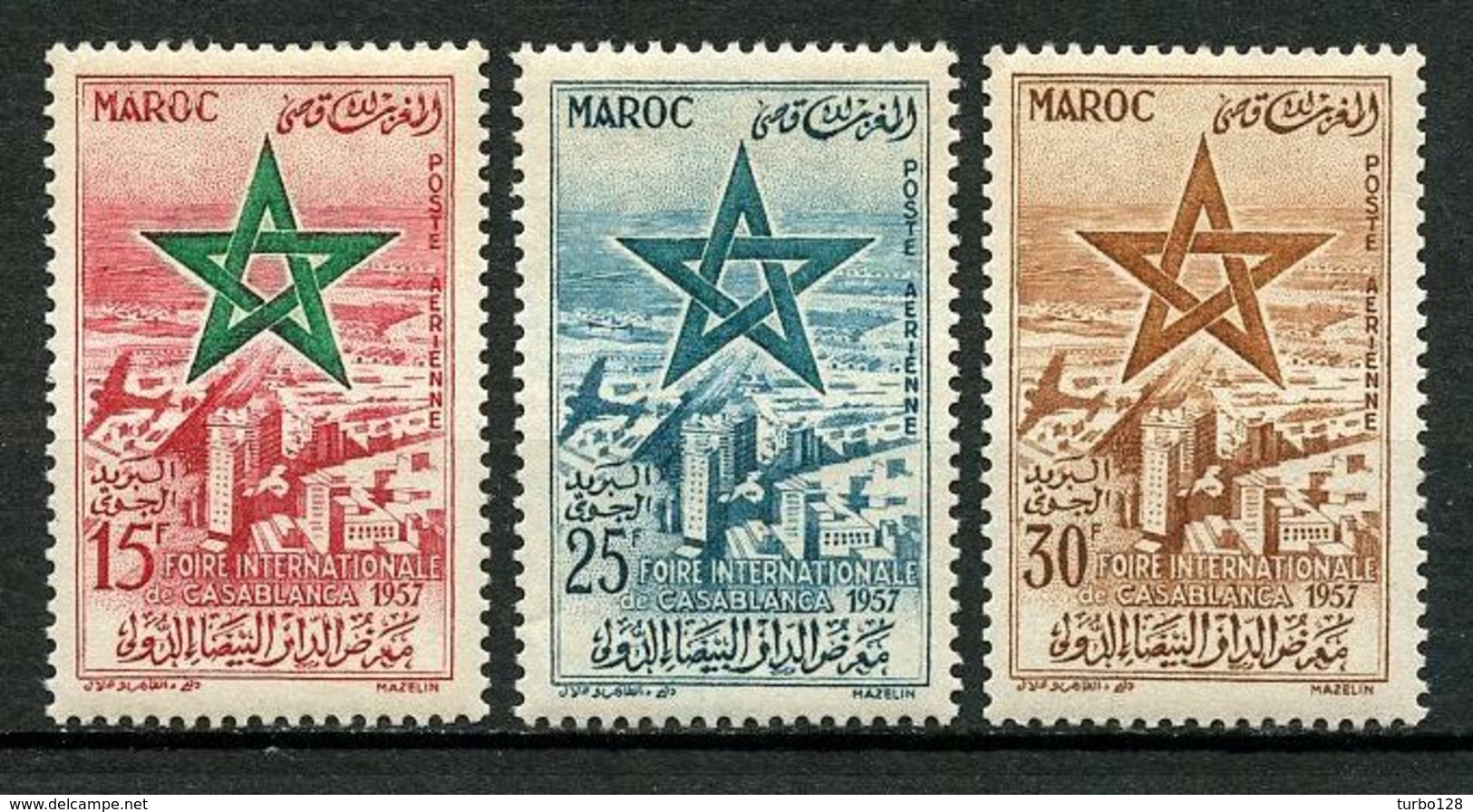 MAROC 1957 PA N° 103/105 ** Neufs MNH Superbes C 9 € Foire Internationale De Casablanca Avions Planes - Maroc (1956-...)