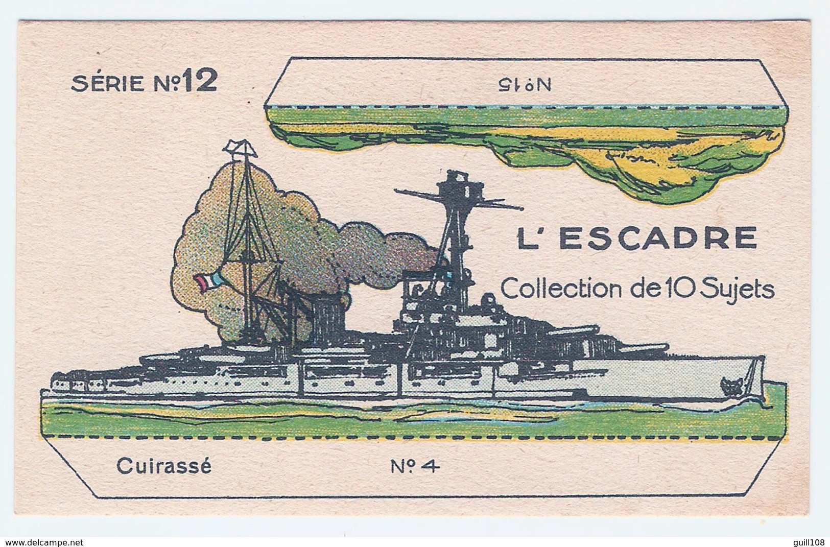 Chromo Image à Découper Chocolat Révillon Série 12 Escadre N° 4 Le Cuirassé Bateau Navire Marine Navy Ironclad A5-3 - Revillon