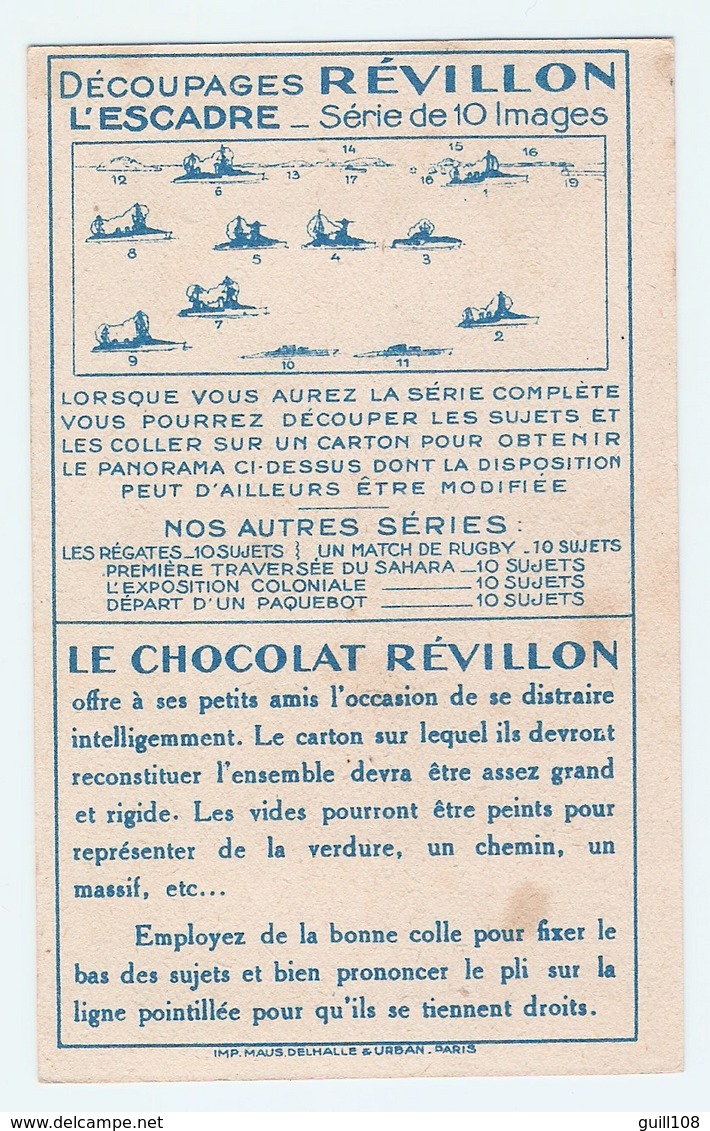 Chromo Image à Découper Chocolat Révillon Série 12 Escadre N° 4 Le Cuirassé Bateau Navire Marine Navy Ironclad A5-3 - Revillon