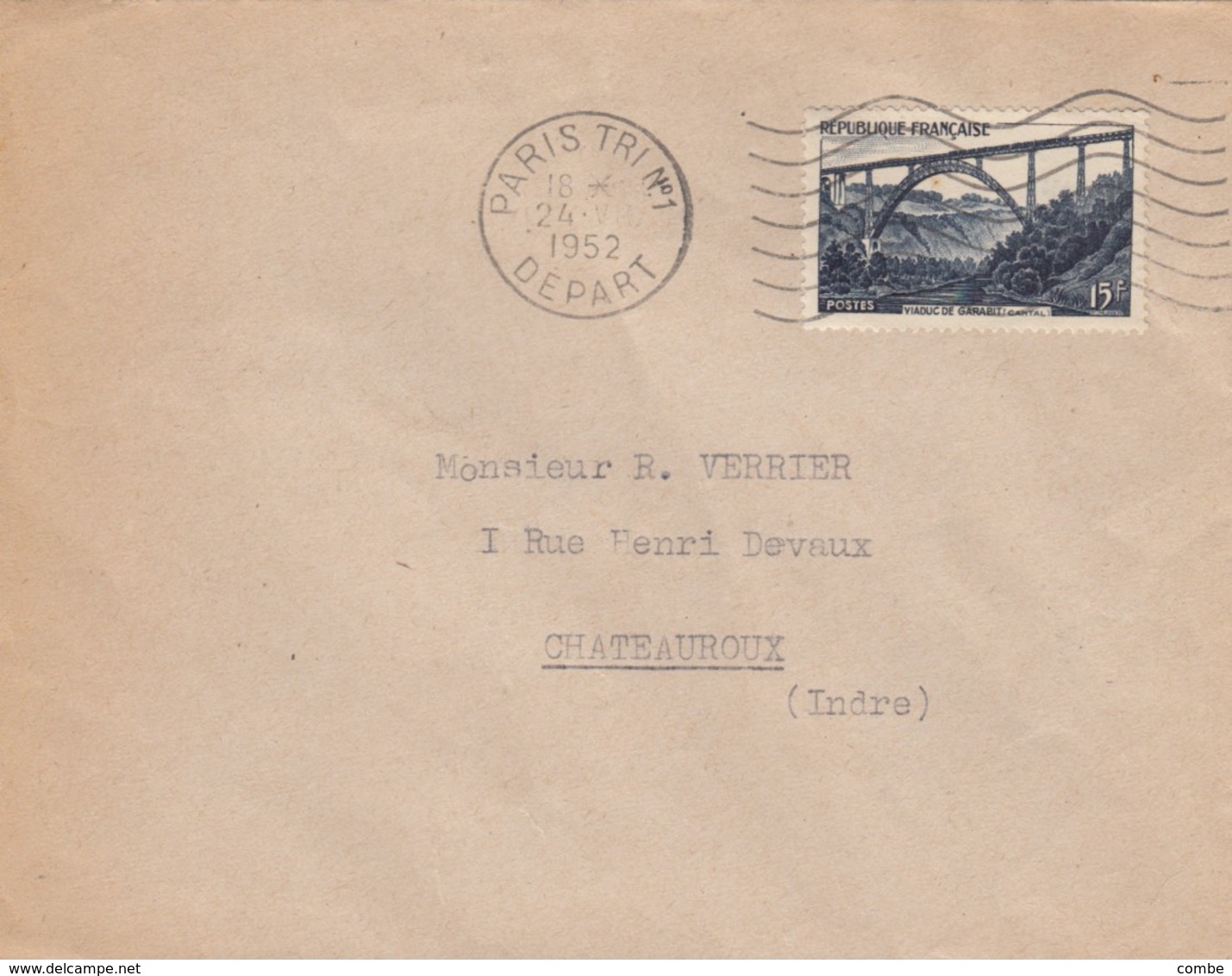 SEUL SUR LETTRE. 1952  GARABIT  928 - 1921-1960: Moderne